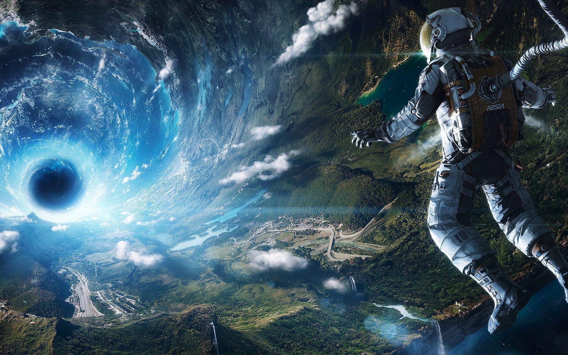 Astronauta buco nero portale, 1920x1200 Full HD+ WUXGA, PC