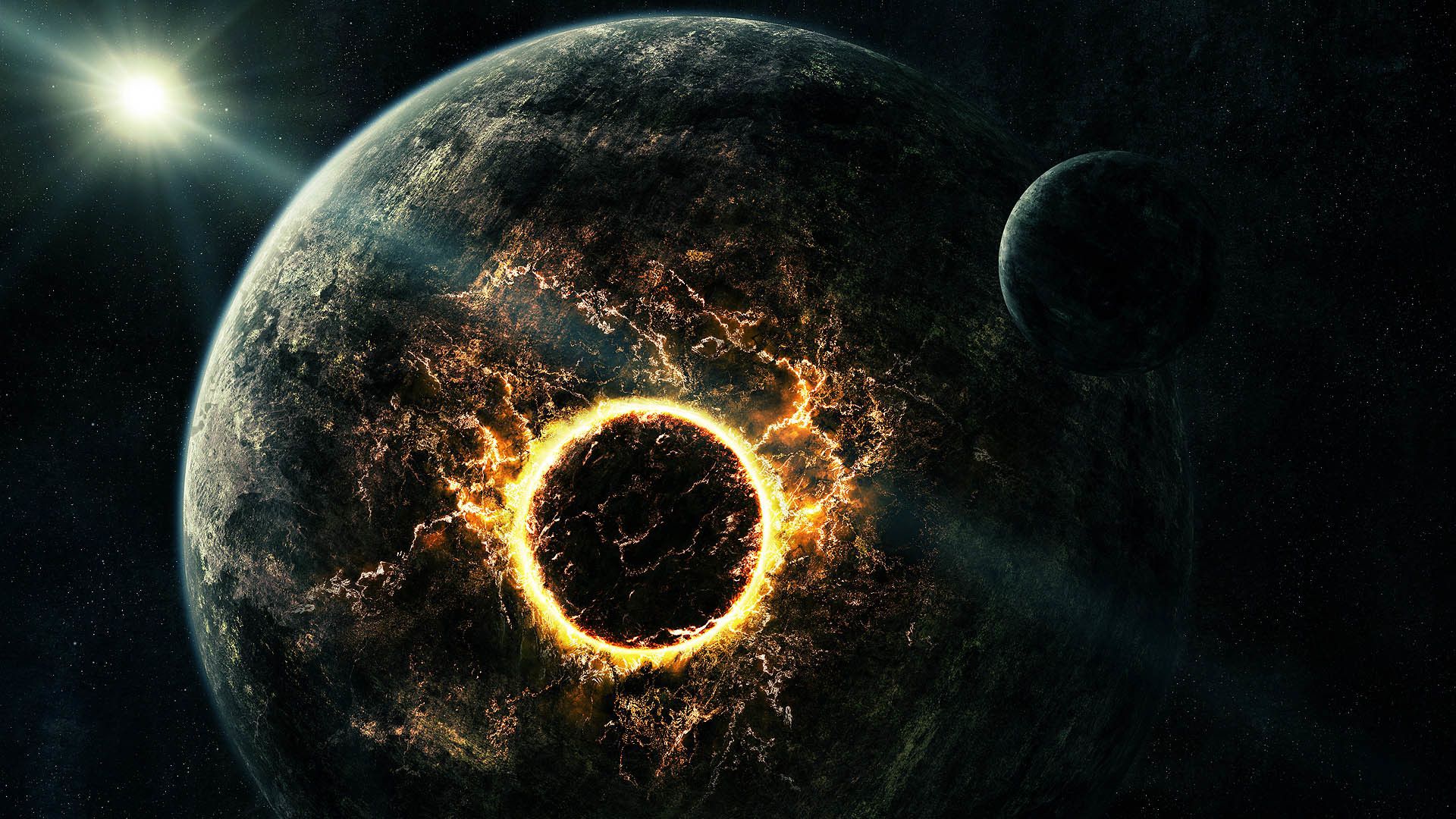 Pianeta con anello di fuoco, 1920x1080 1080p, Laptop