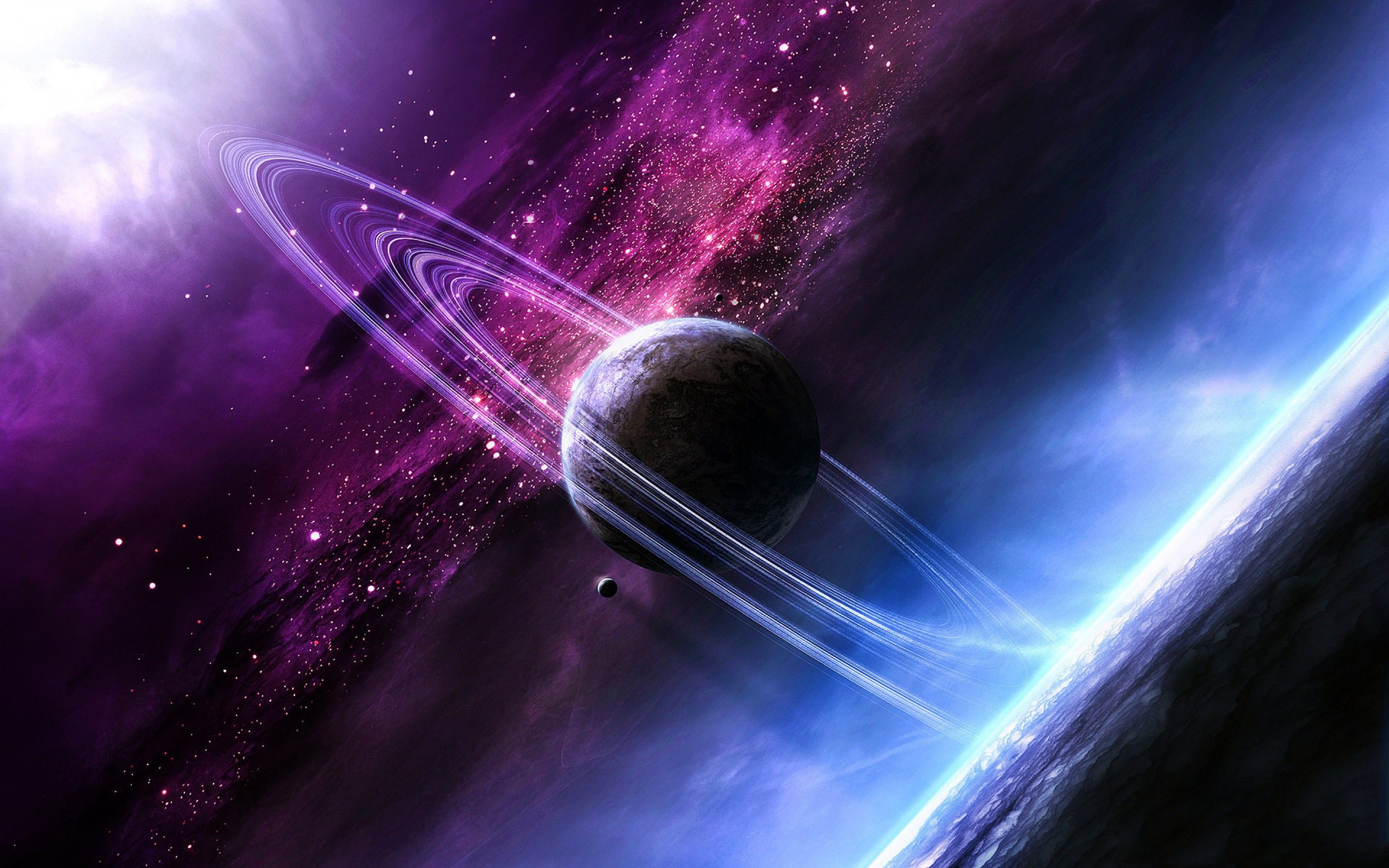 Pianeta con anelli spaziale, 2880x1800 2K, PC