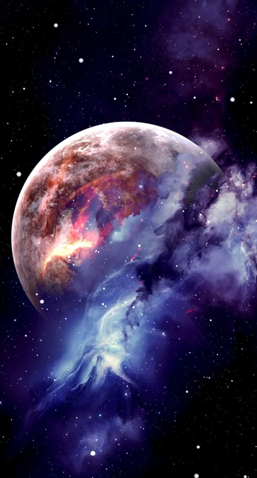 Pianeta e nebulosa spaziale, 854x1590 Verticale, Mobile