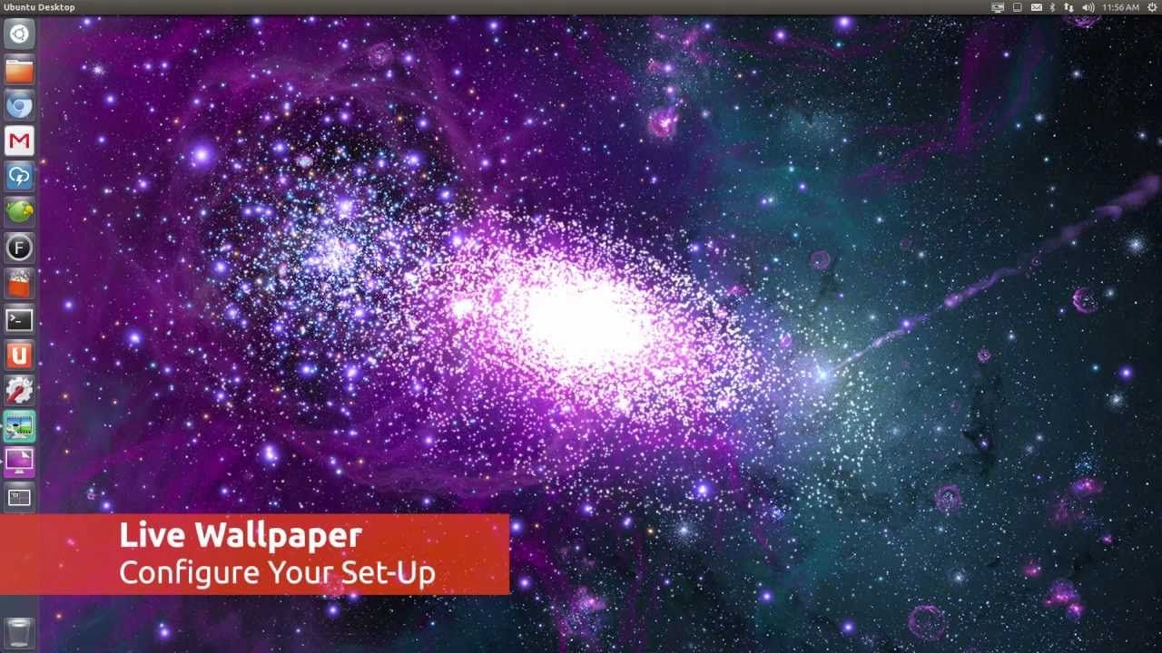 Desktop Ubuntu con galassia viola, 1280x720 720p, PC