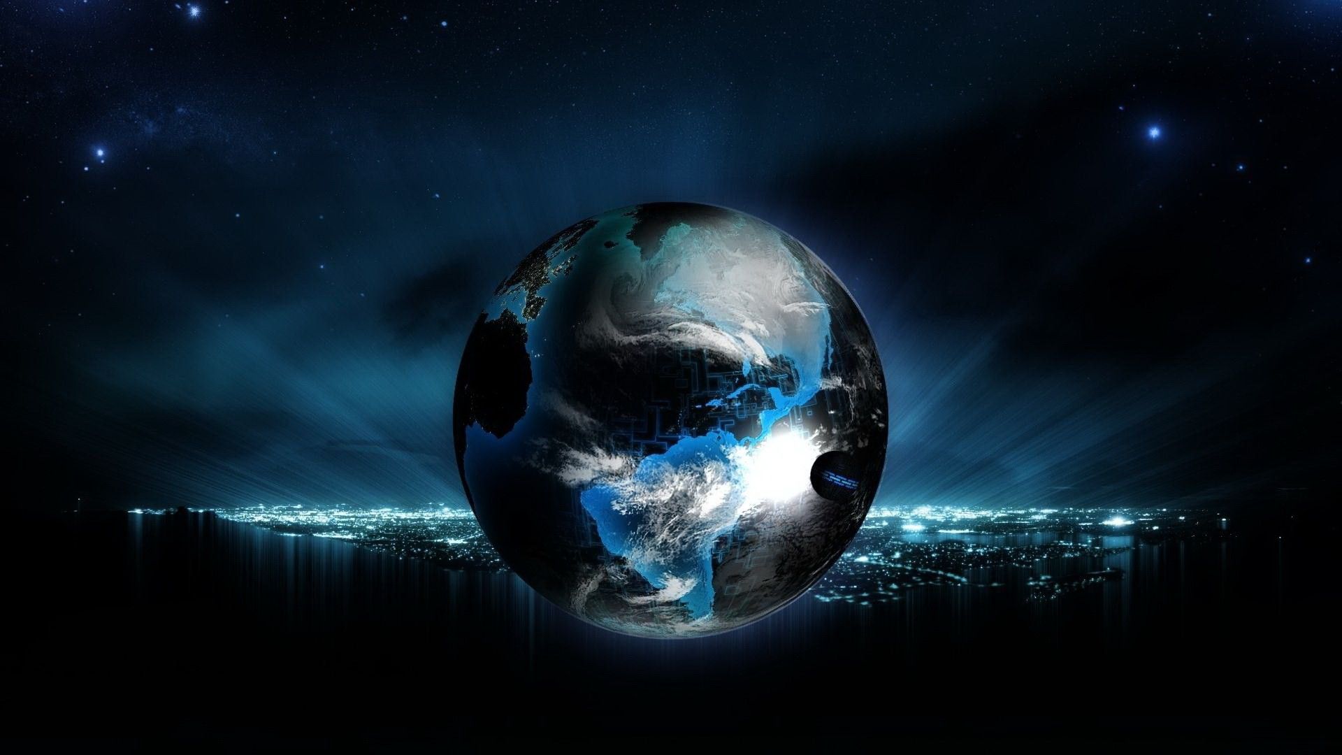 Pianeta Terra spaziale notturno, 1920x1080 Full HD 1080p, PC
