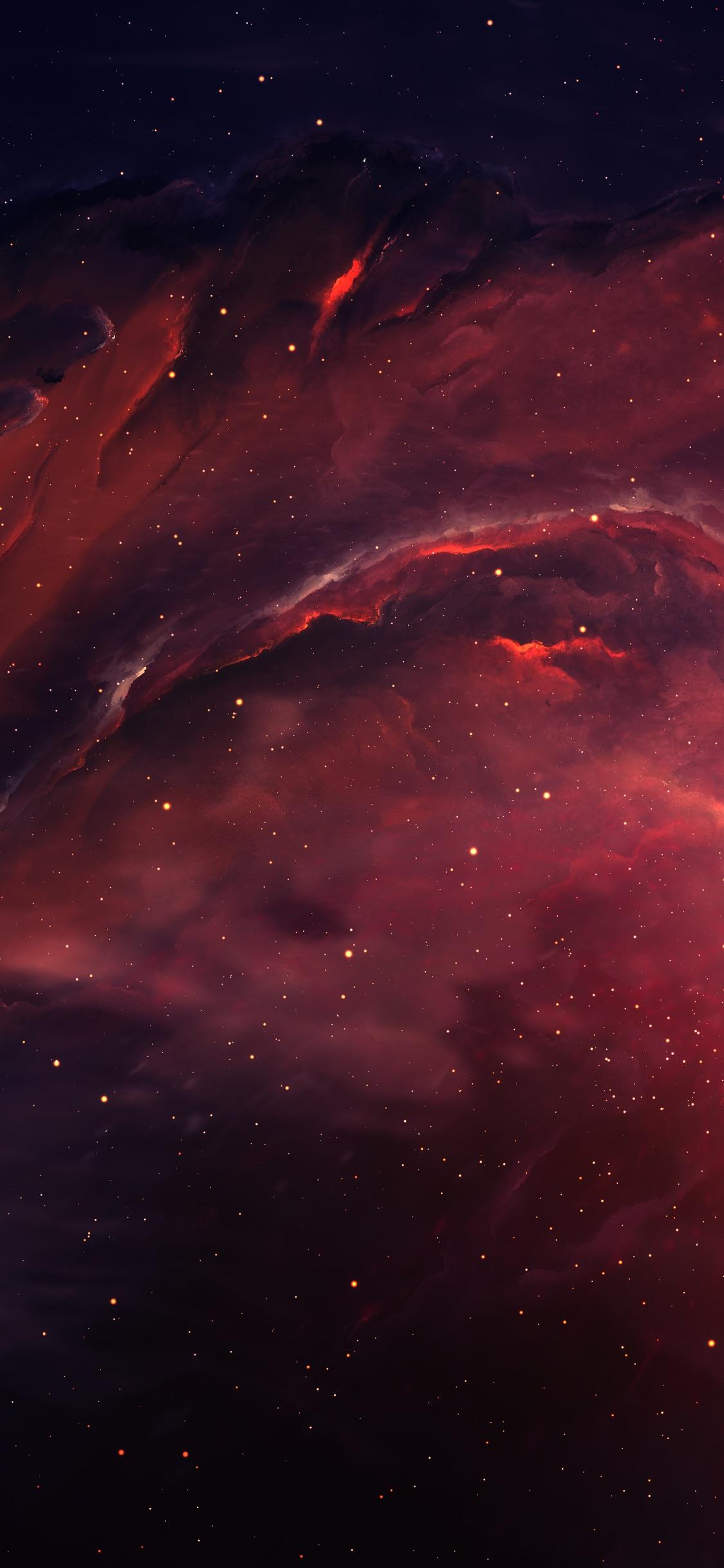 Nebulosa rossa nello spazio, 1125x2436 Full HD Verticale, iPhone Pro