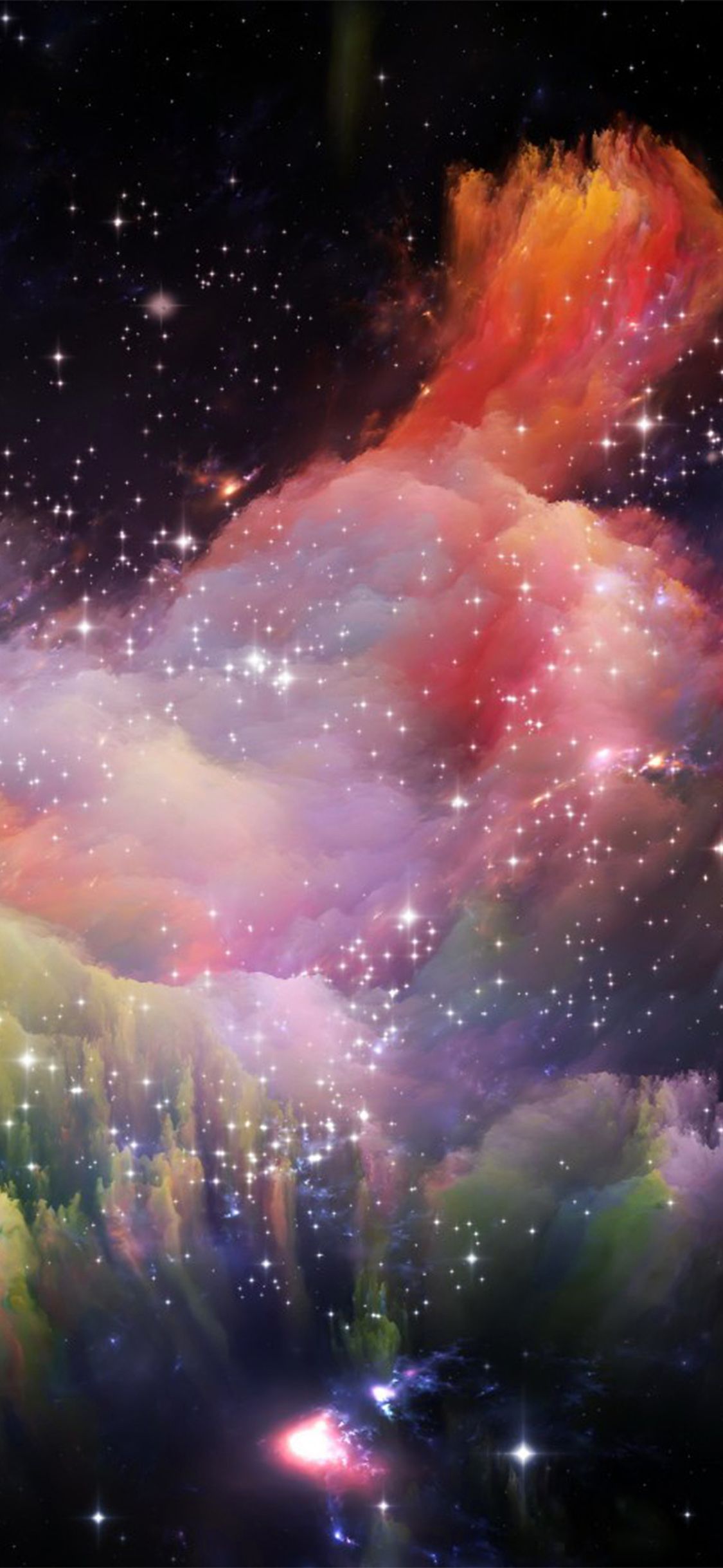Nebulosa colorata con stelle, 1125x2436 Full HD Verticale, iPhone