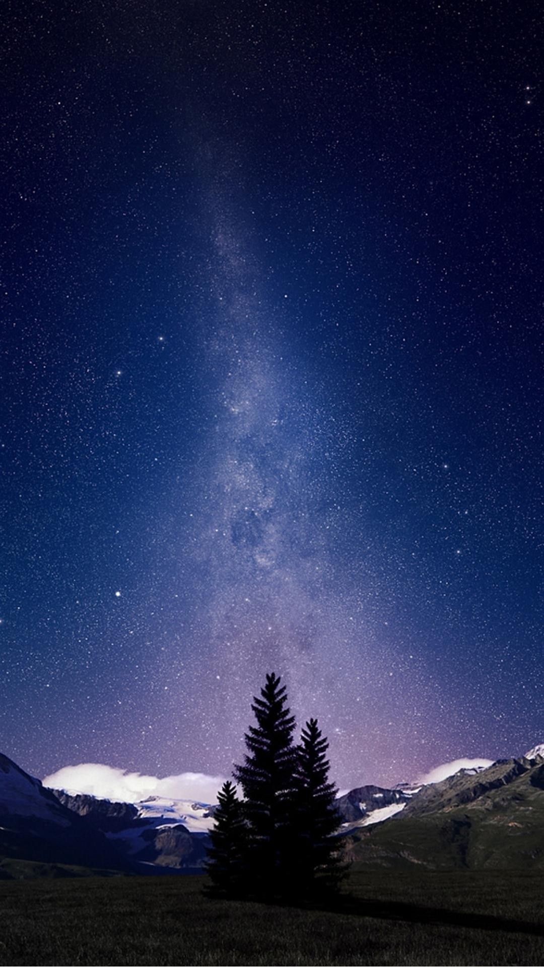 Via Lattea su montagne innevate, 1080x1920 Full HD Verticale, iPhone Plus
