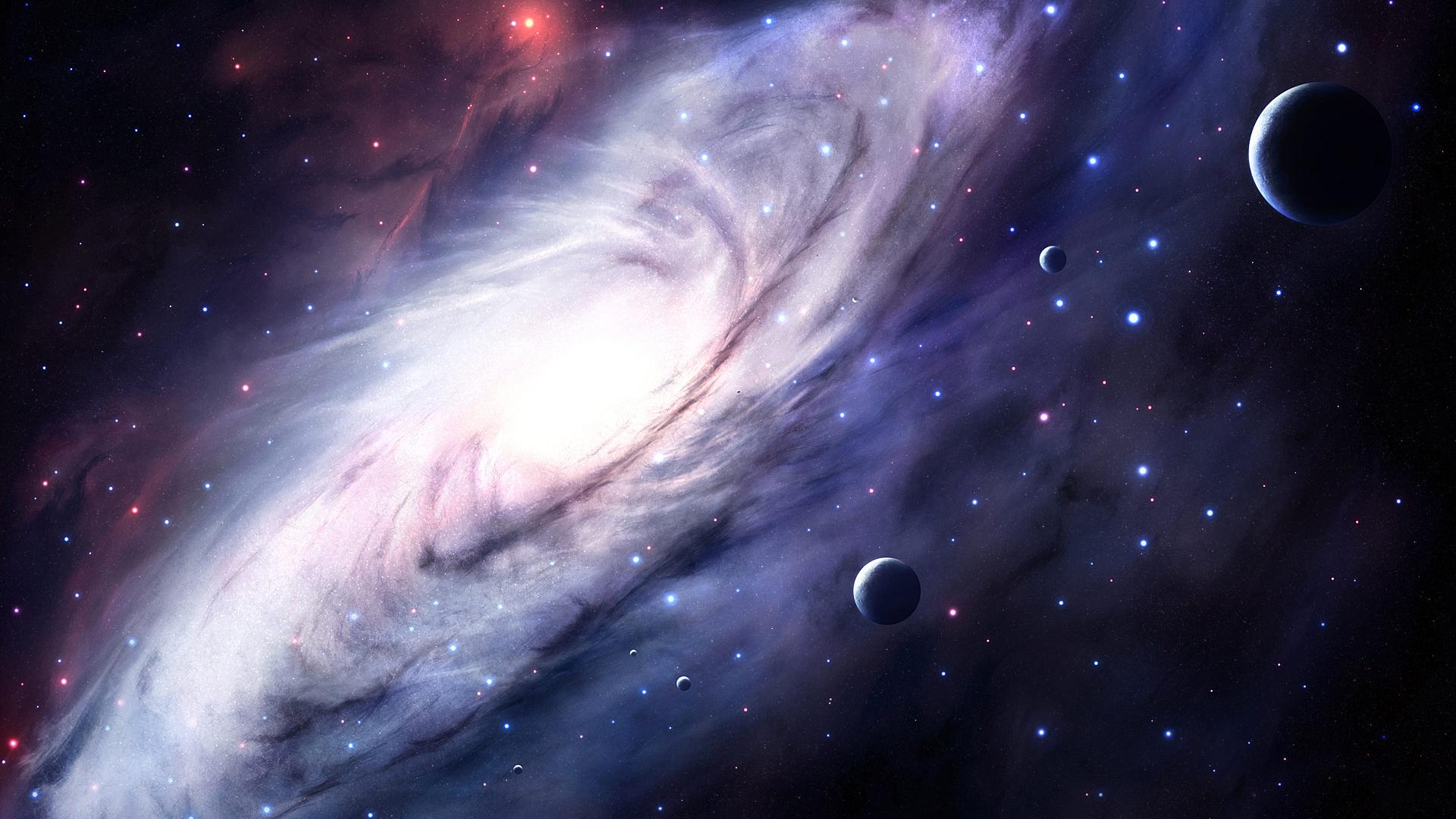 Galassia a spirale con pianeti, 1920x1080 Full HD 1080p, MacBook Pro