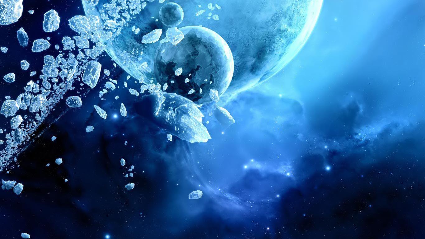 Pianeti e asteroidi blu spazio, 1366x768 HD, Lenovo Legion