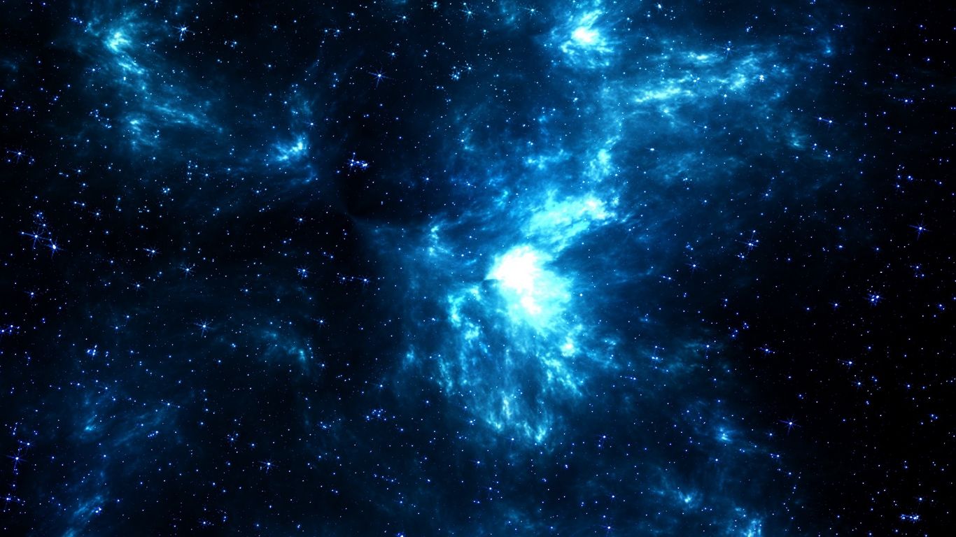 Galassia blu con stelle, 1366x768 HD, Laptop