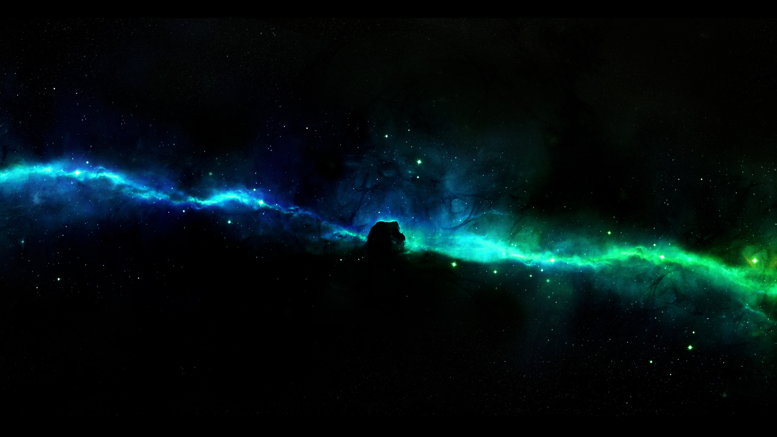 Nebulosa blu e verde spazio, 2560x1440 QHD, Laptop