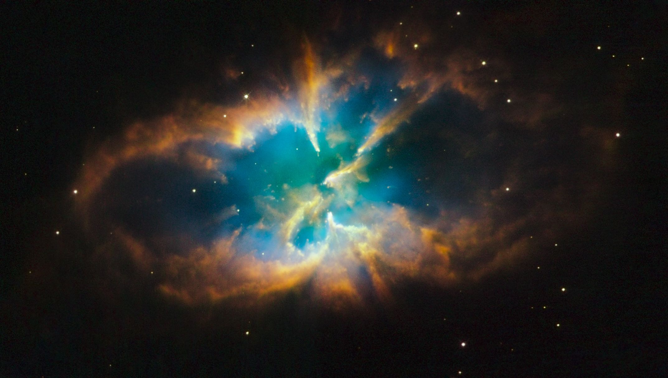 Nebulosa spaziale blu arancione, 2145x1213 alta risoluzione, Desktop