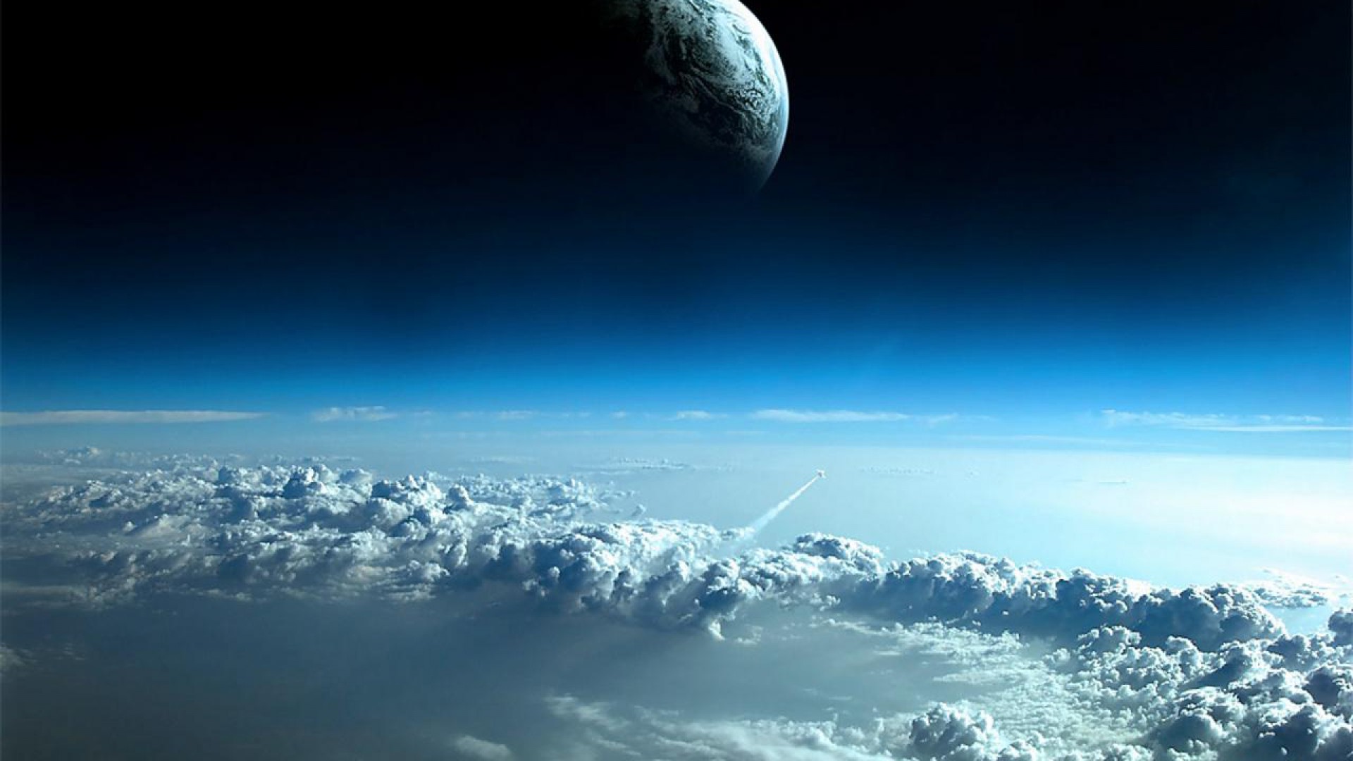 Pianeta sopra atmosfera nuvolosa, 1920x1080 Full HD 1080p, Desktop