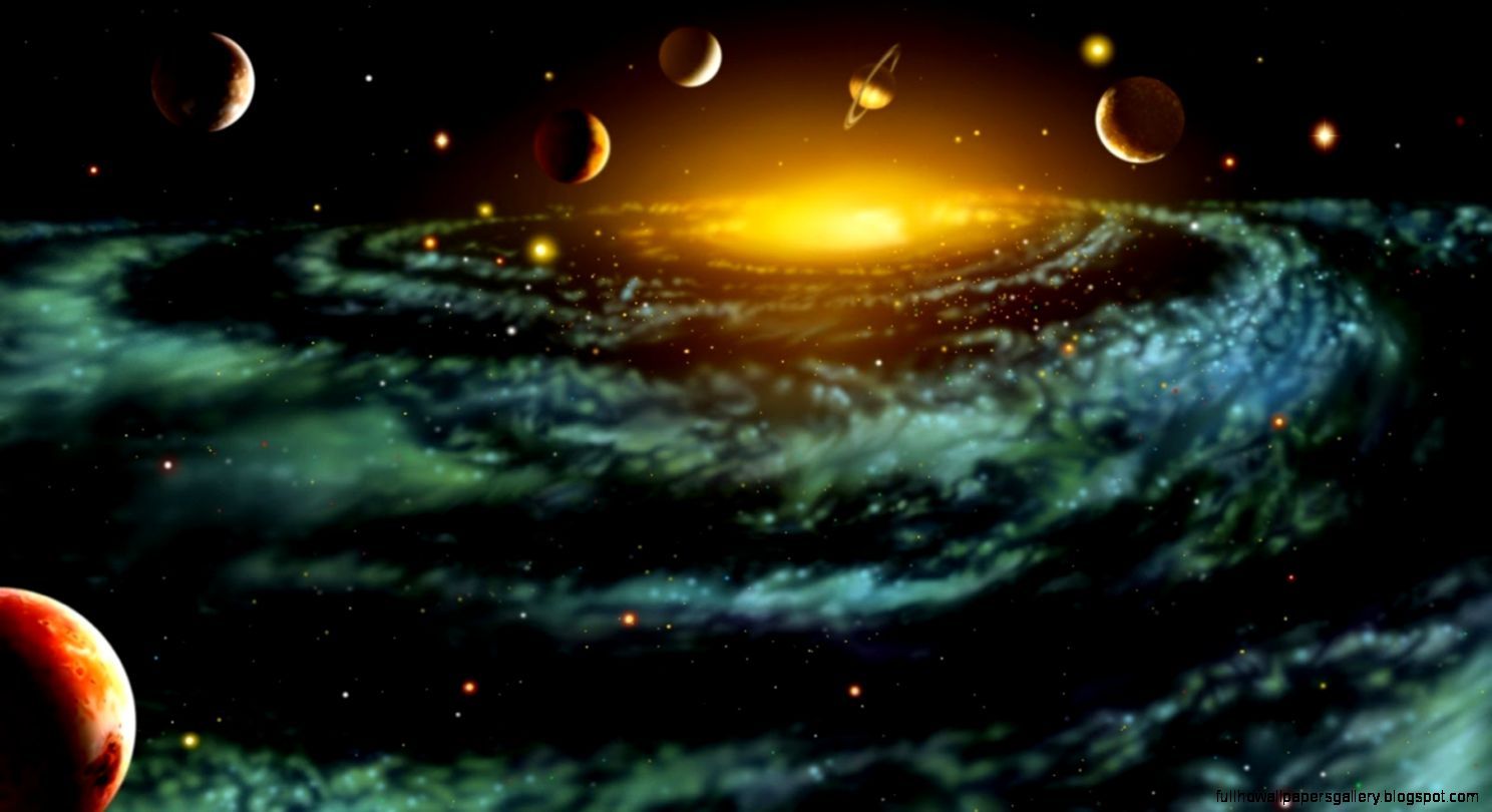 Galassia con pianeti spazio profondo, 1488x810 720p, Laptop