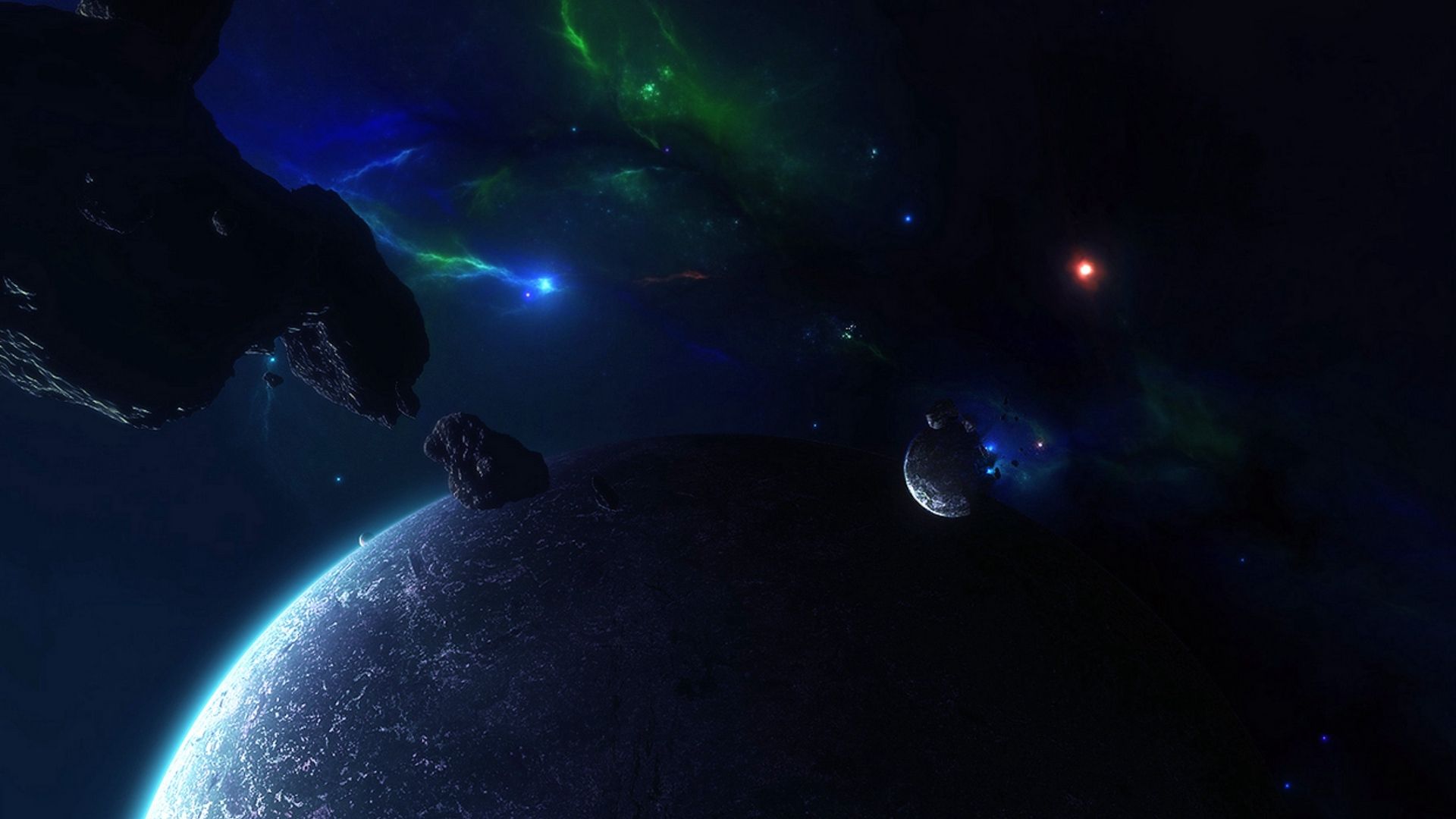 Pianeti e asteroidi spazio blu, 1920x1080 1080p, PC Desktop