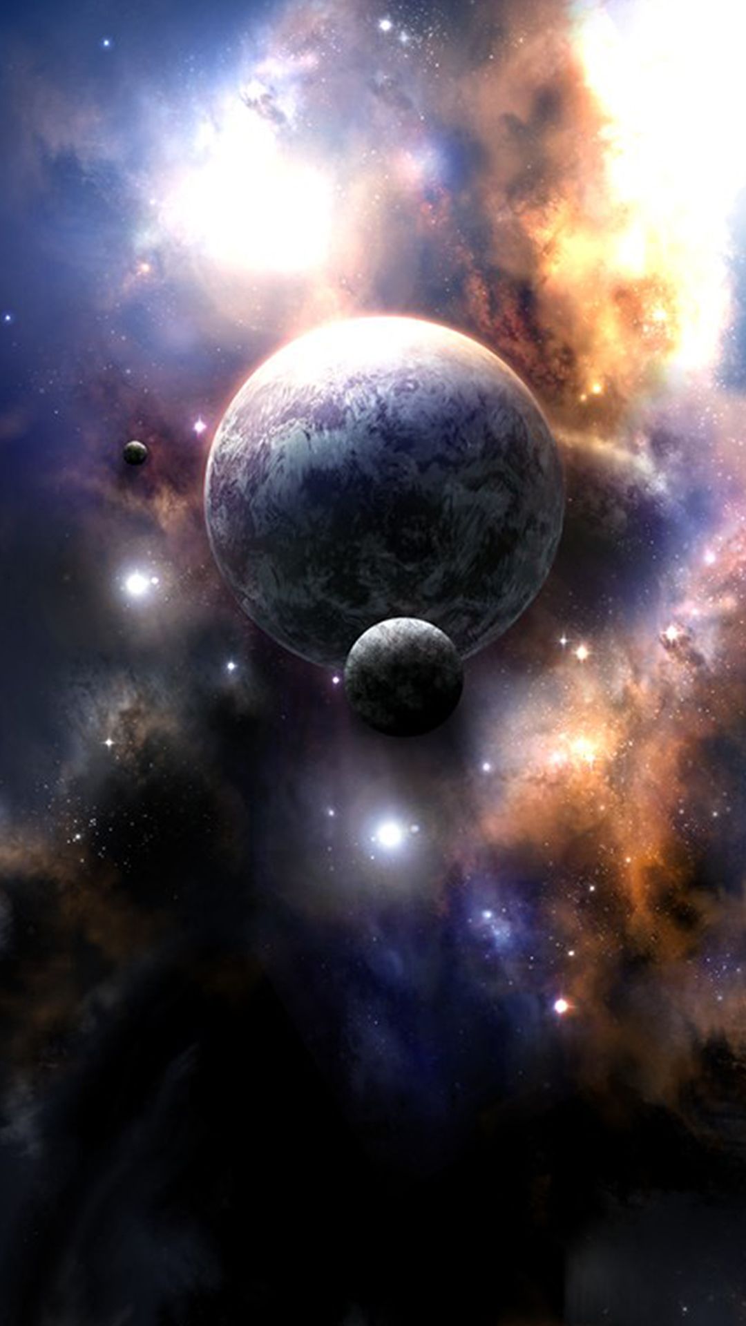 Pianeti e nebulosa spaziale, 1080x1920 Full HD Verticale, Smartphone