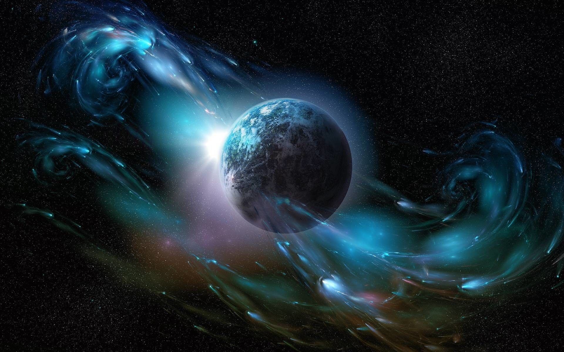 Pianeta con nebulosa blu, 1920x1200 Full HD+, Desktop