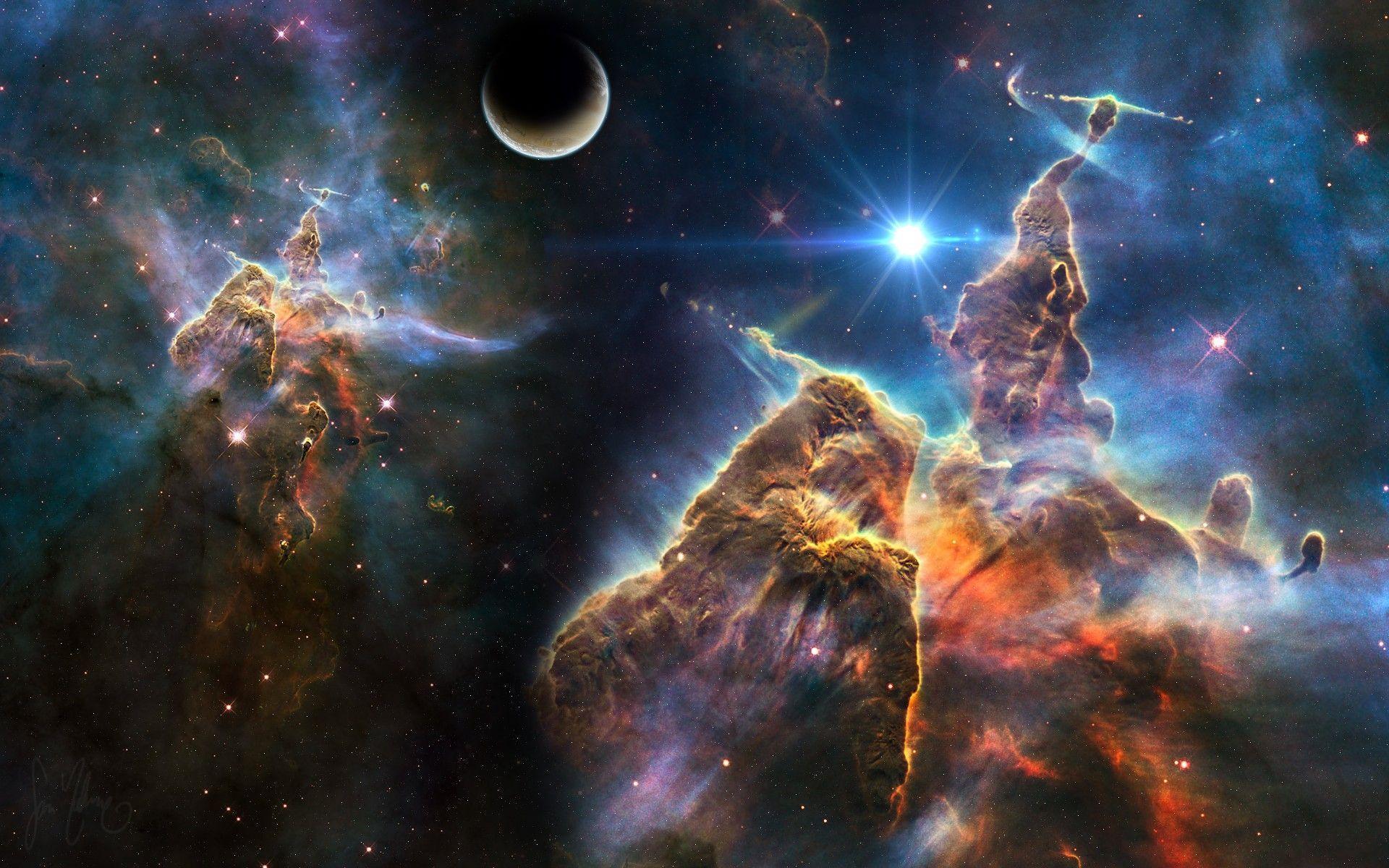 Nebulosa spaziale con luna, 1920x1200 Full HD+, iMac