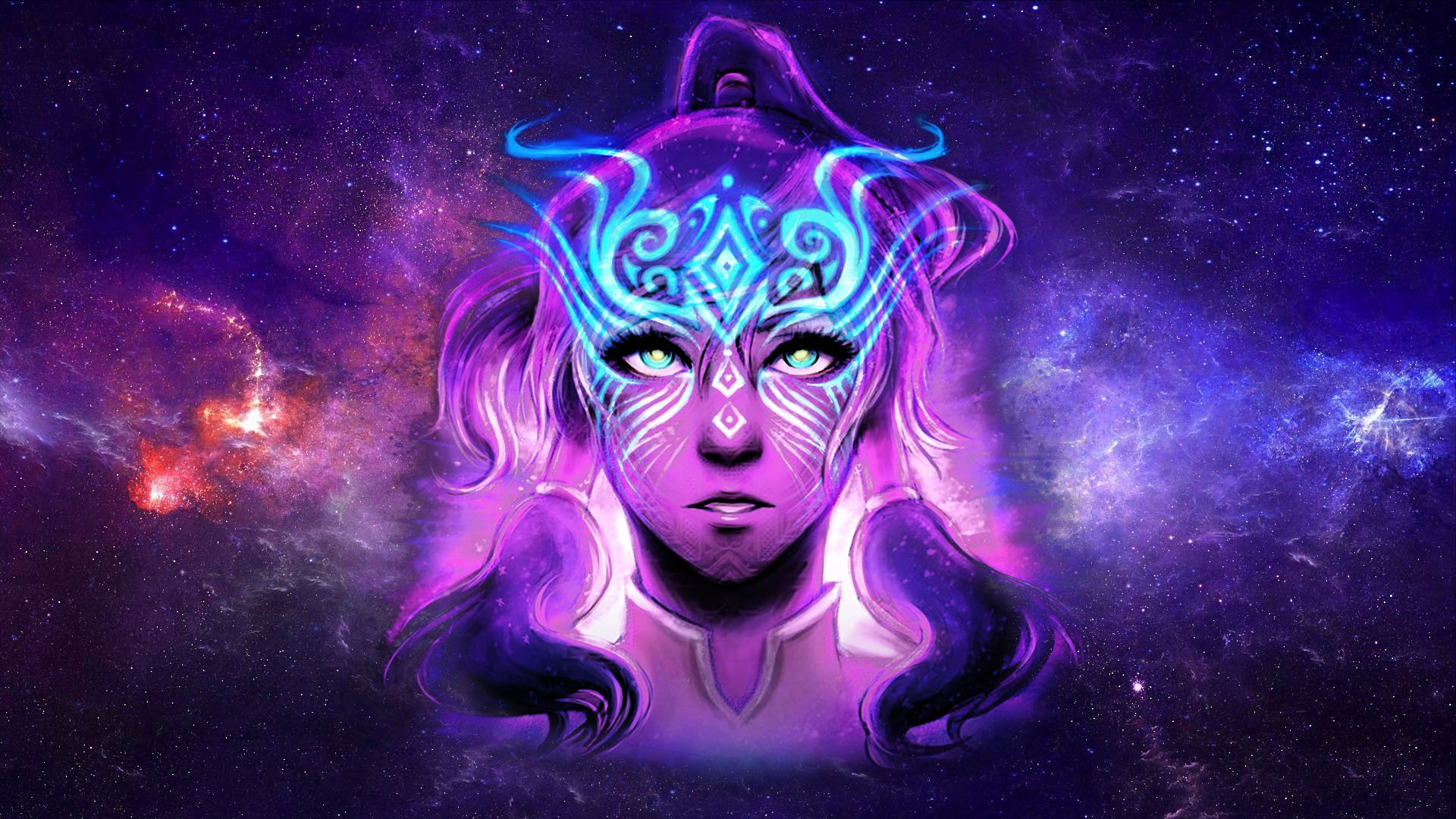 Donna psichedelica viola nello spazio, 1920x1080 Full HD 1080p, Laptop