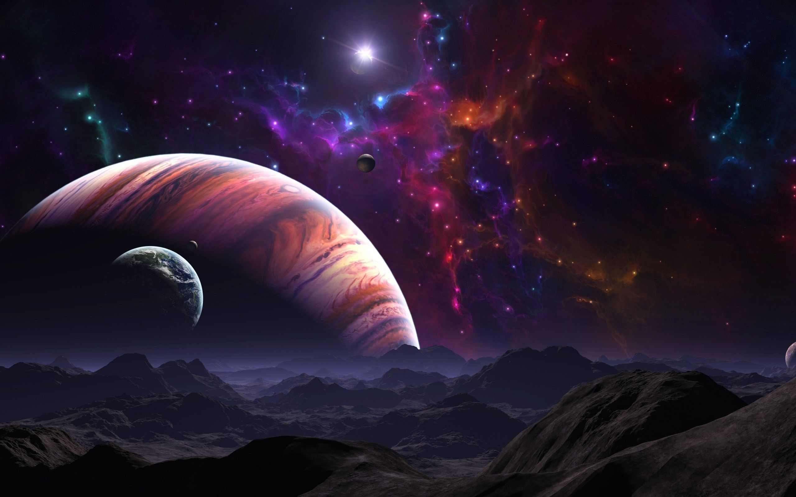Pianeti e nebulosa colorata, 2560x1600 2K+, Laptop