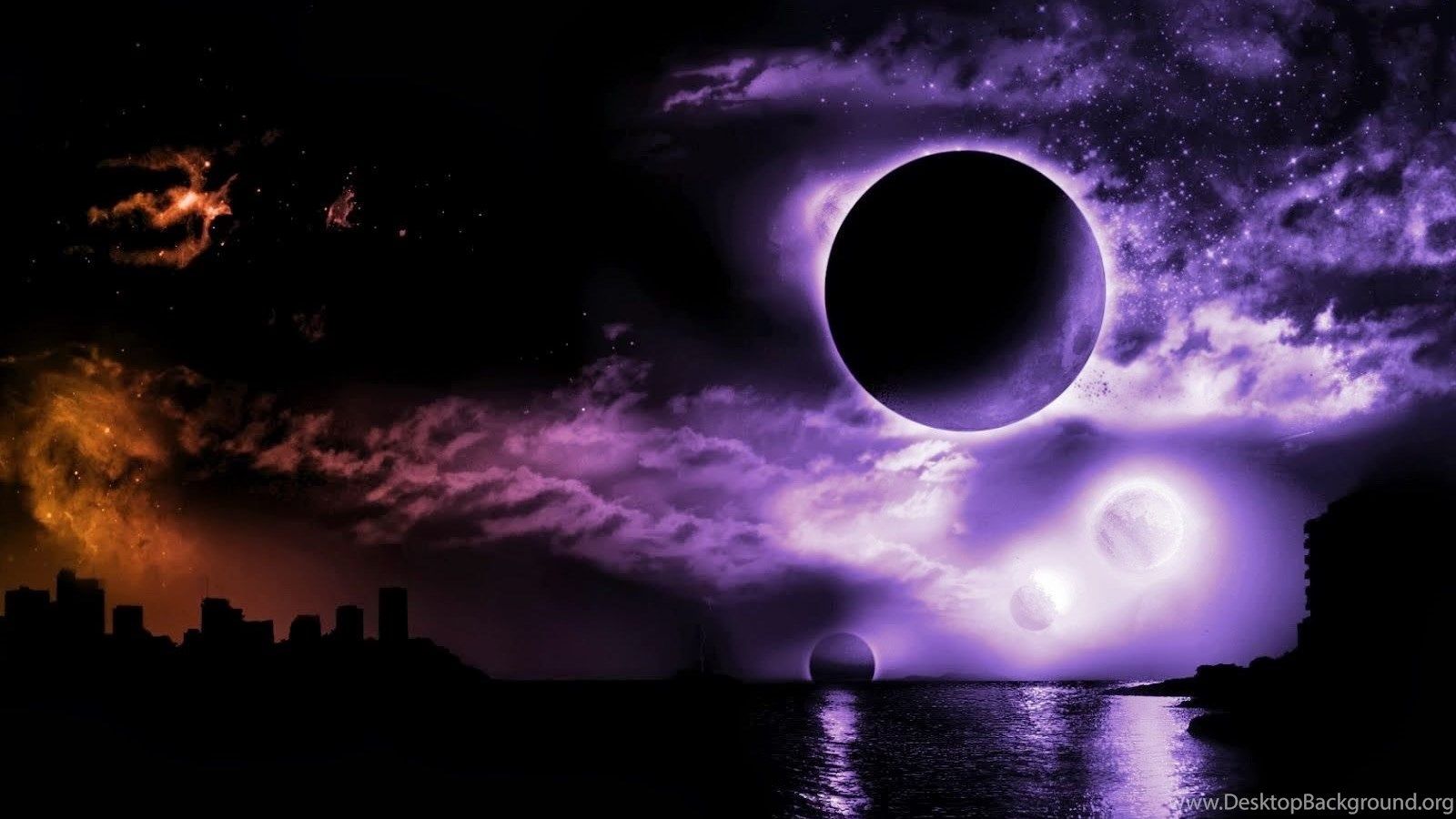 Eclissi psichedelica viola spazio, 1600x900 HD Ready, Desktop