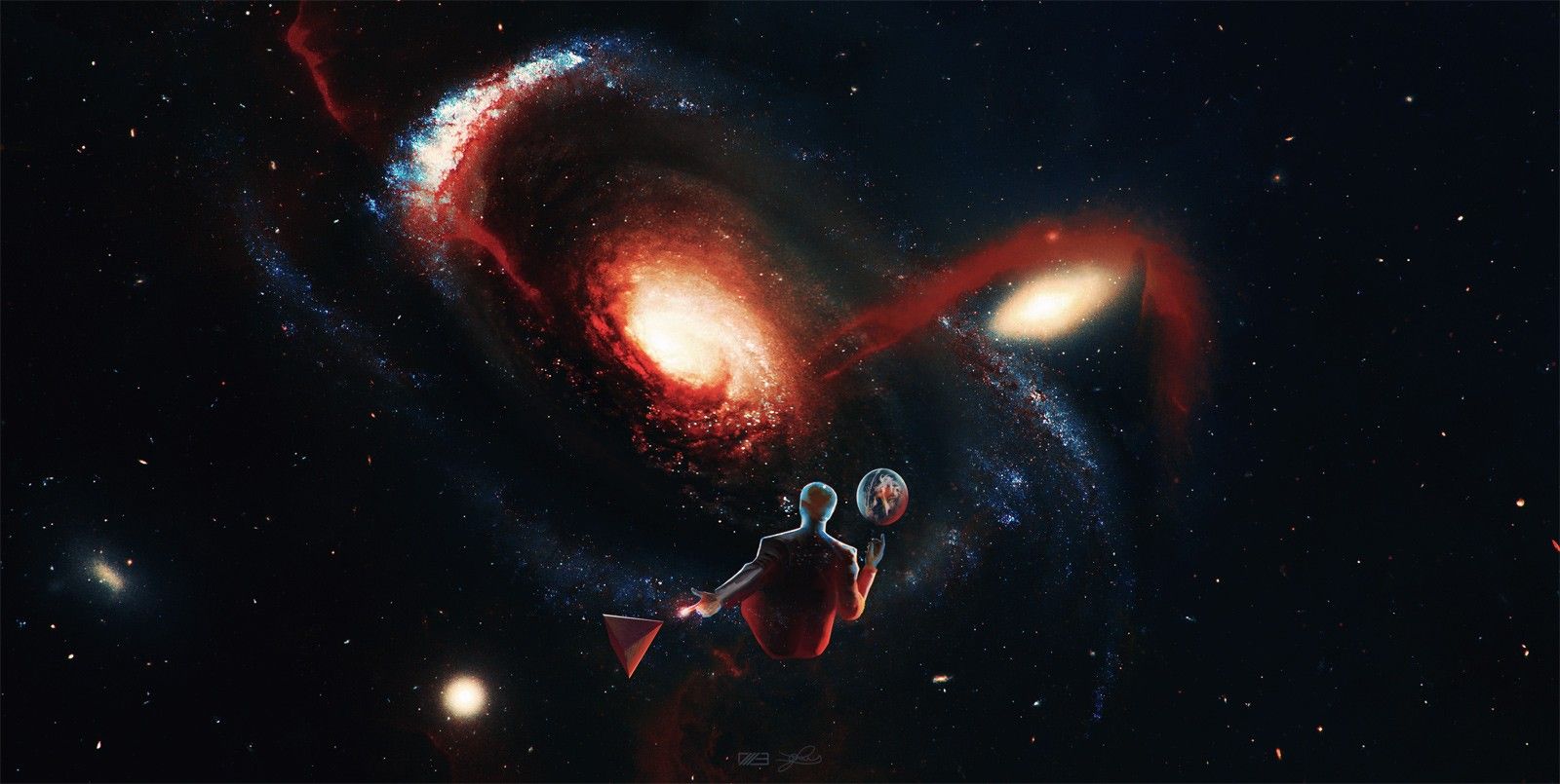 Astronauta galassia psichedelica spazio, 1600x805 HD Ready, iMac