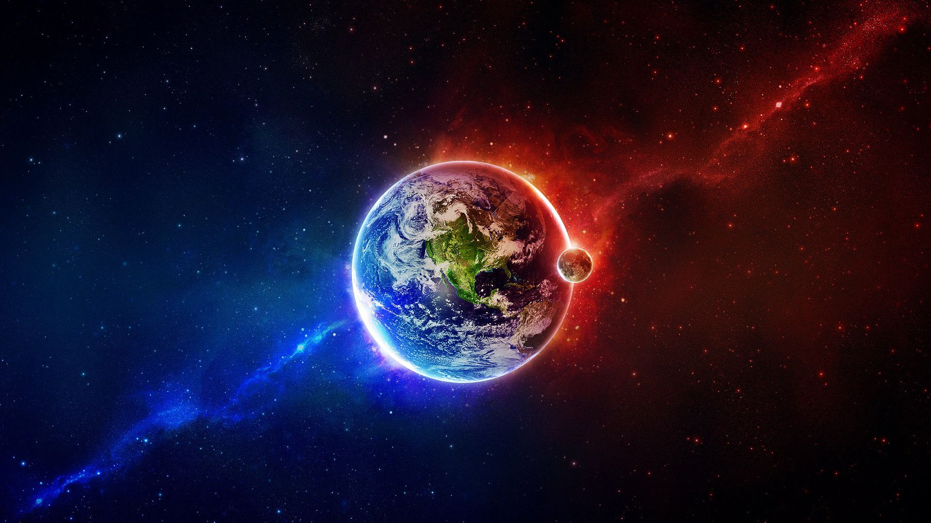 Pianeta Terra rosso blu, 1920x1080 Full HD, Desktop