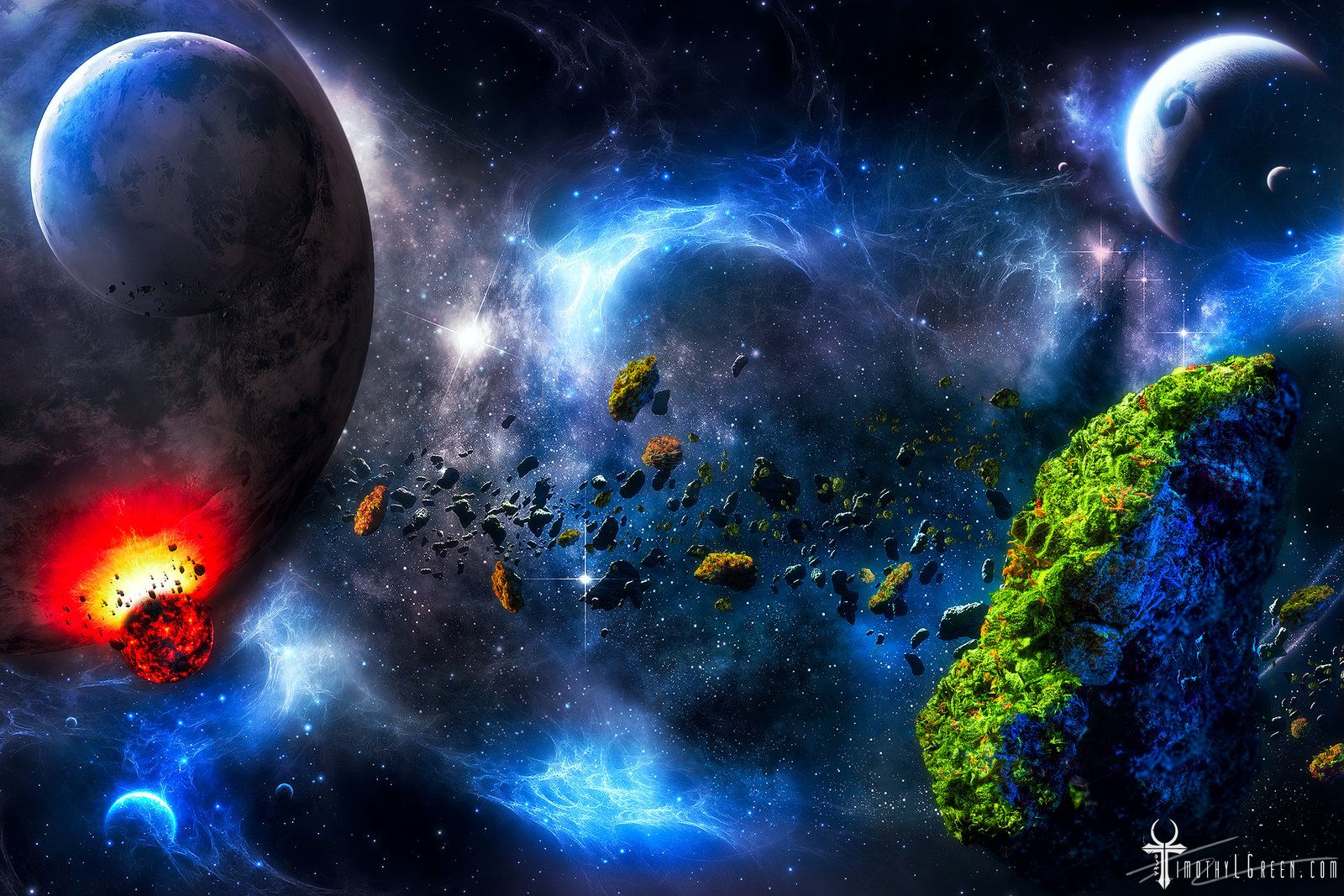 Pianeti e asteroidi psichedelici, 1600x1067 900p, Laptop