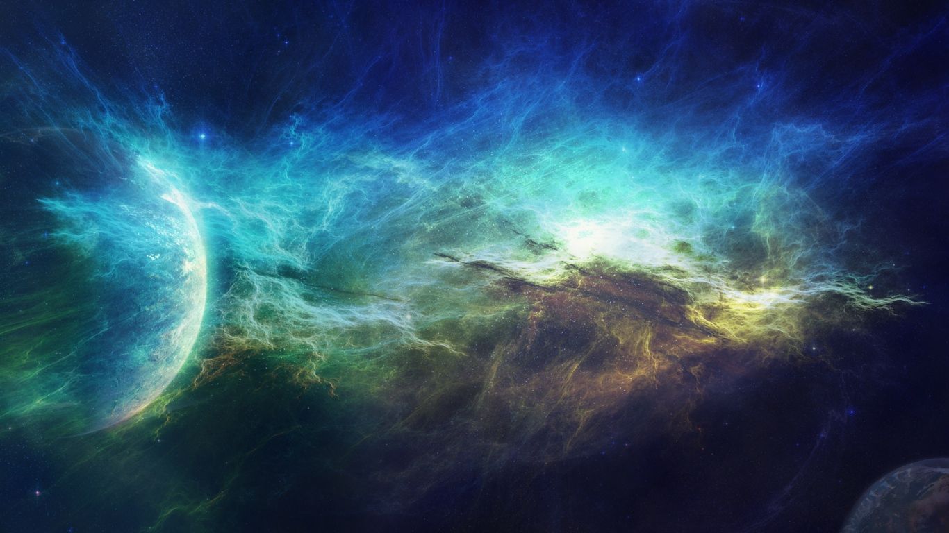 Nebulosa spaziale blu verde, 1366x768 HD, Desktop