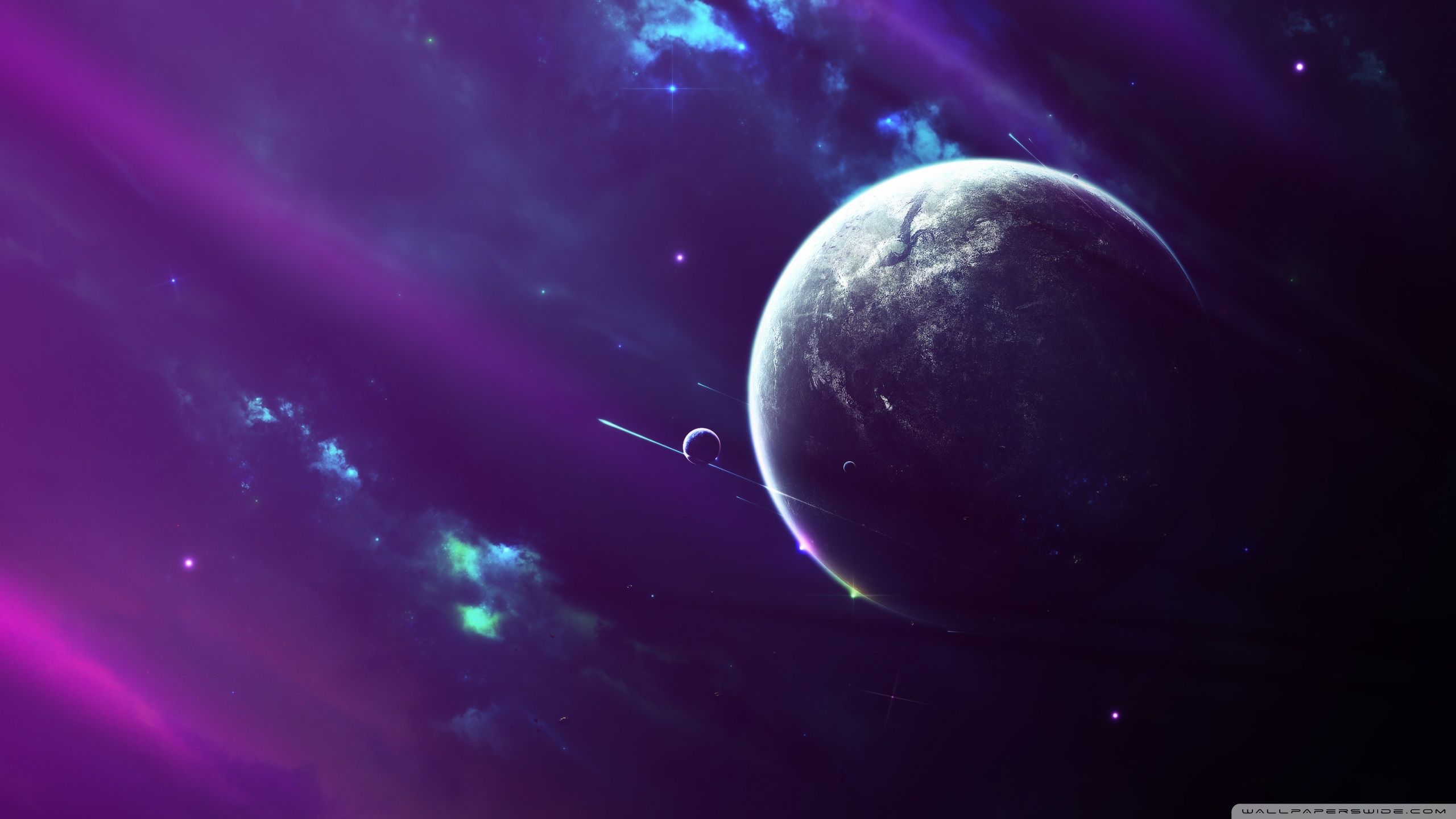 Pianeta e nuvole spaziali viola, 2560x1440 2K, Monitor Gaming