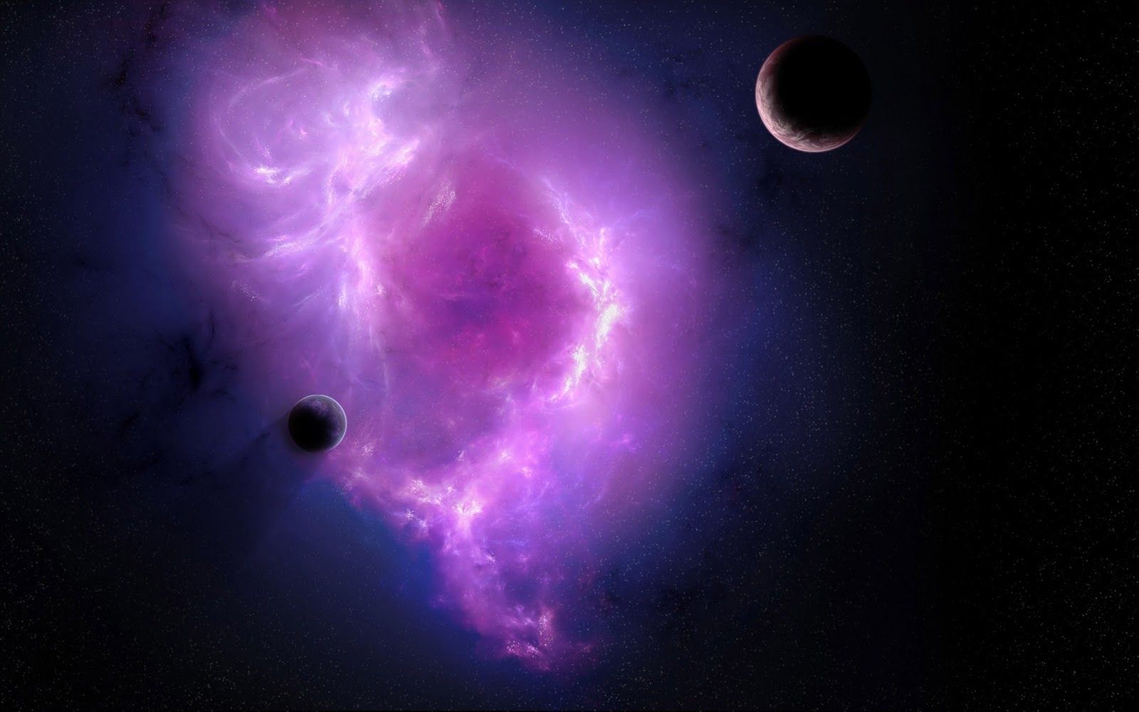 Nebulosa viola con pianeti, 1600x1000 900p, Desktop