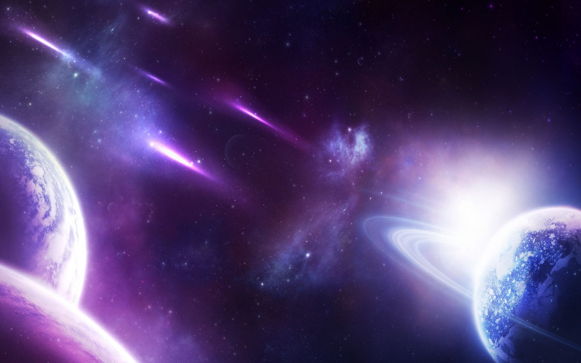 Galassia viola con pianeti, 1920x1200 WUXGA, iMac