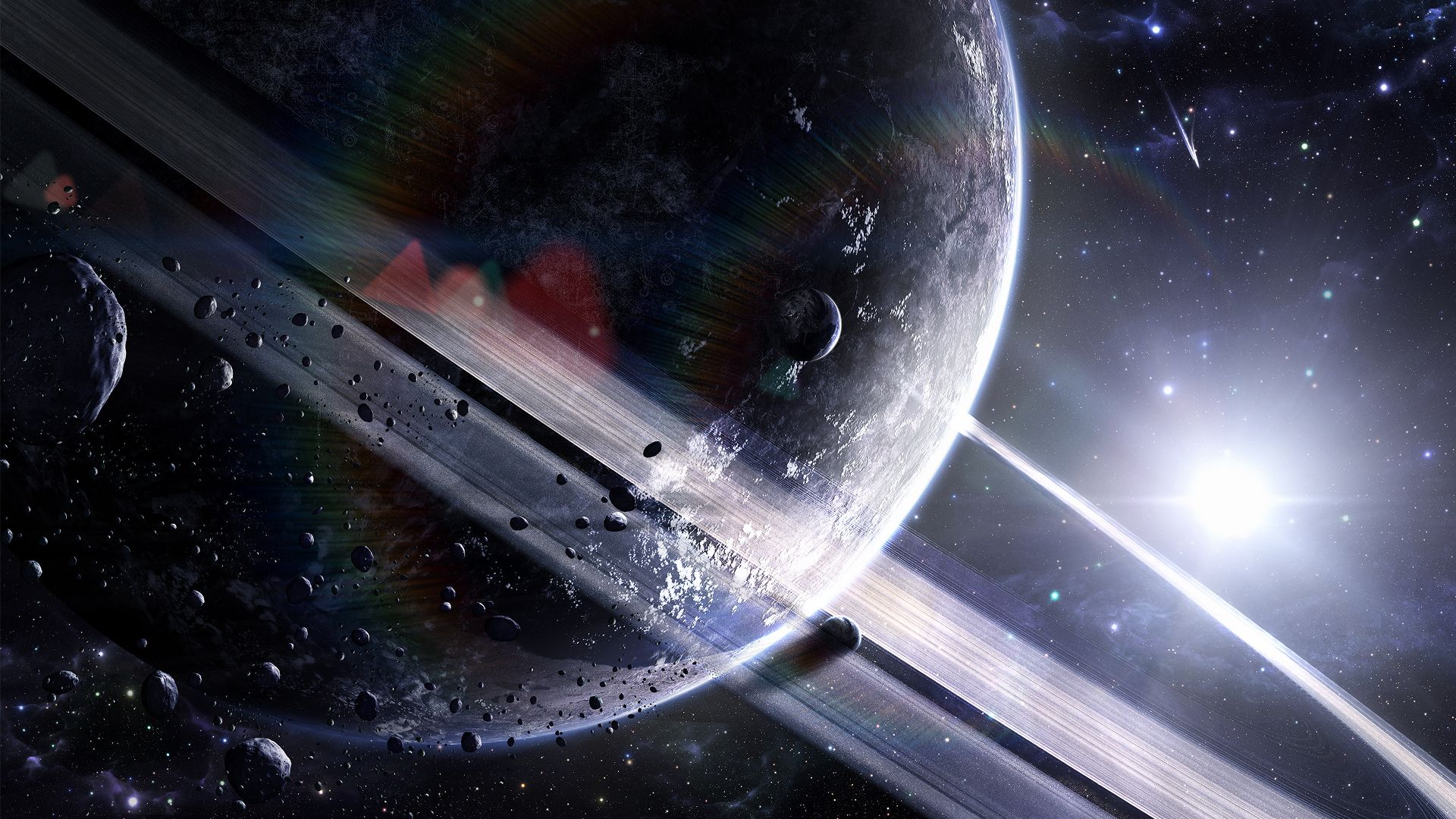 Pianeta con anelli nello spazio, 1920x1080 Full HD, Desktop