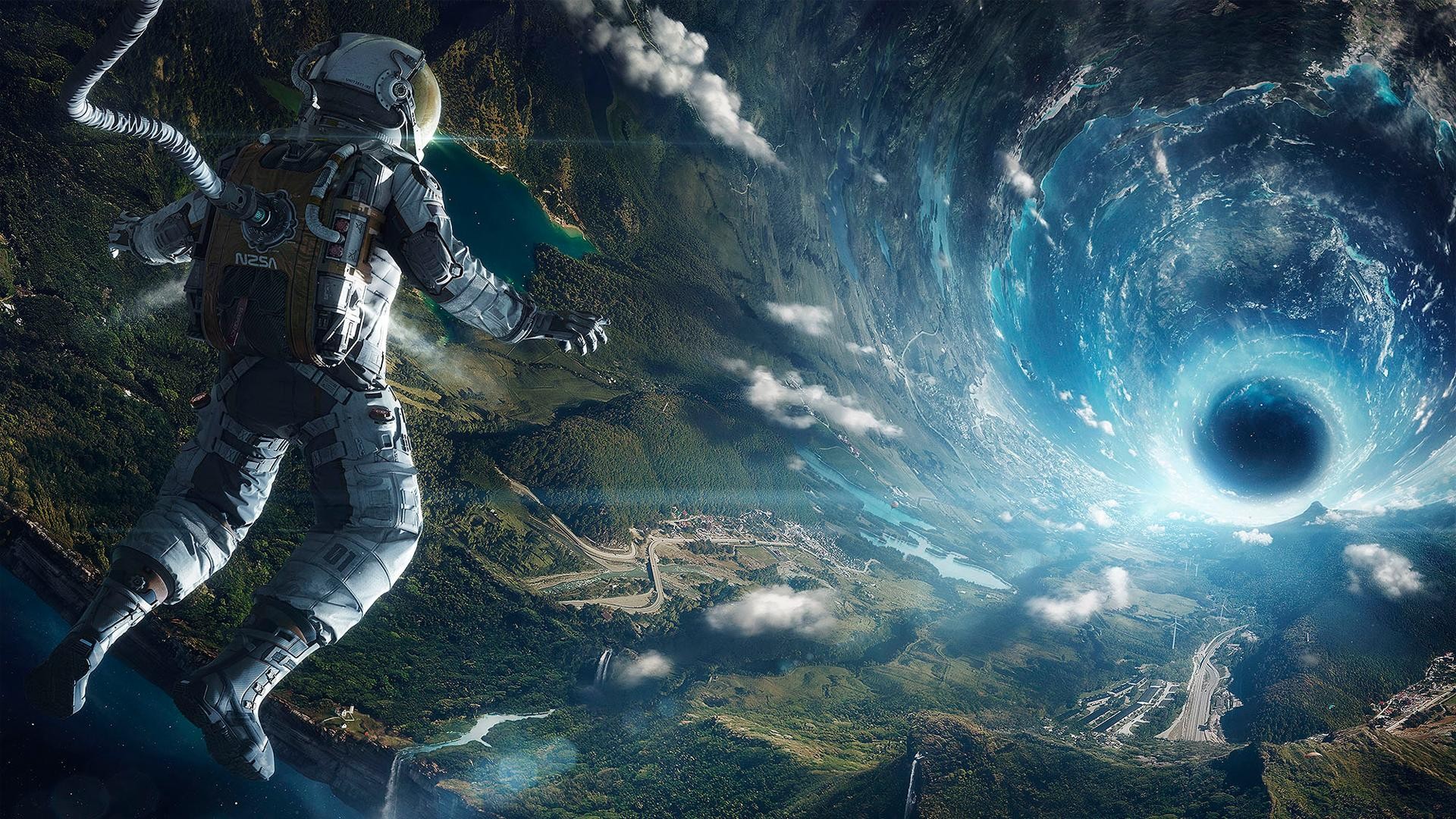 Astronauta buco nero sospeso, 1920x1080 Full HD, PC Desktop