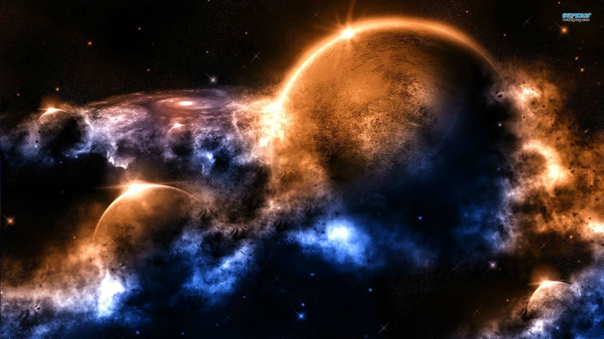 Pianeti tra nebulose spaziali, 1920x1080 Full HD, PC Desktop