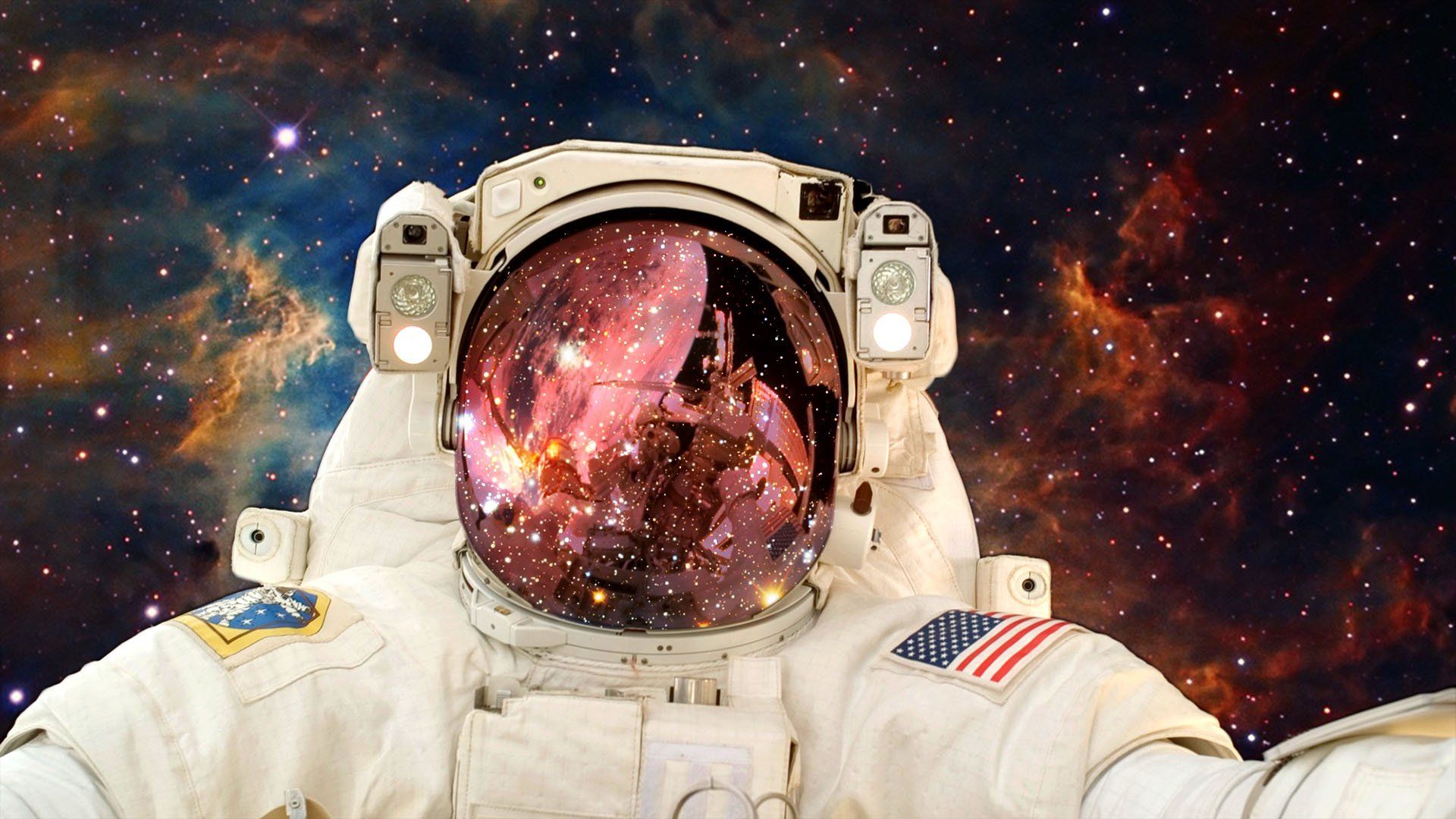 Astronauta con nebulosa riflessa, 1920x1080 Full HD 1080p, PC Desktop
