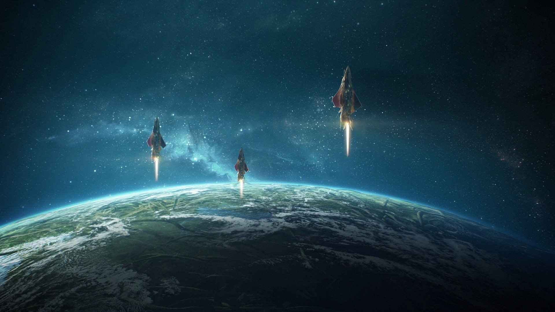Astronavi in orbita sopra pianeta, 1920x1080 1080p, PC