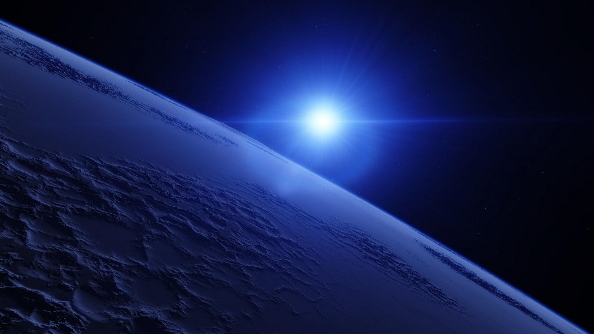 Pianeta blu con stella luminosa, 1920x1080 1080p, Desktop