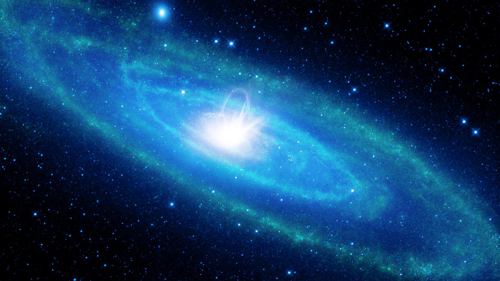 Galassia blu con stelle, 1920x1080 Full HD 1080p, PC