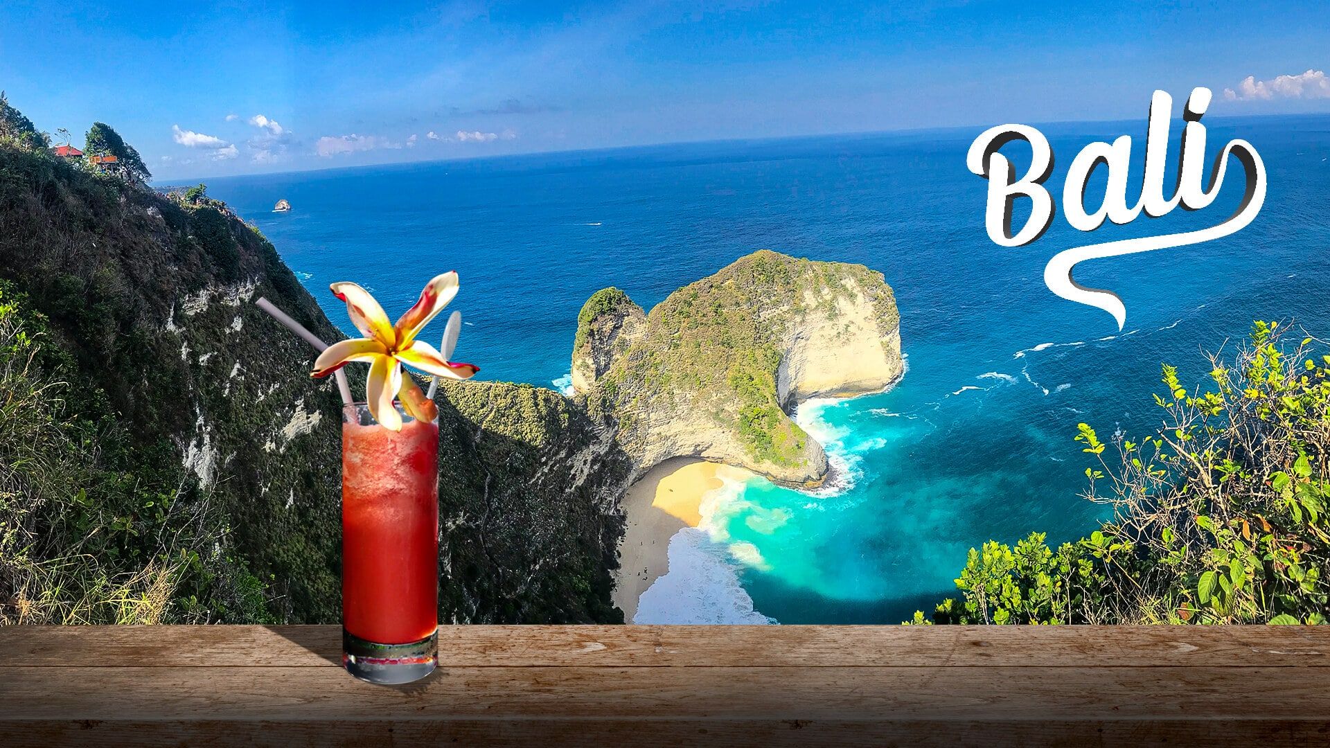 Spiaggia Bali cocktail scogliera, 1920x1080 1080p, PC Desktop