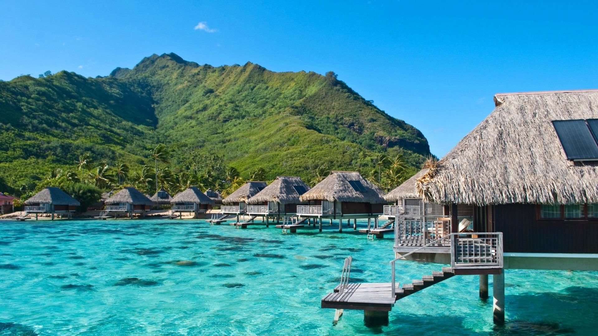 Bungalow overwater laguna tropicale, 1920x1080 1080p, Desktop