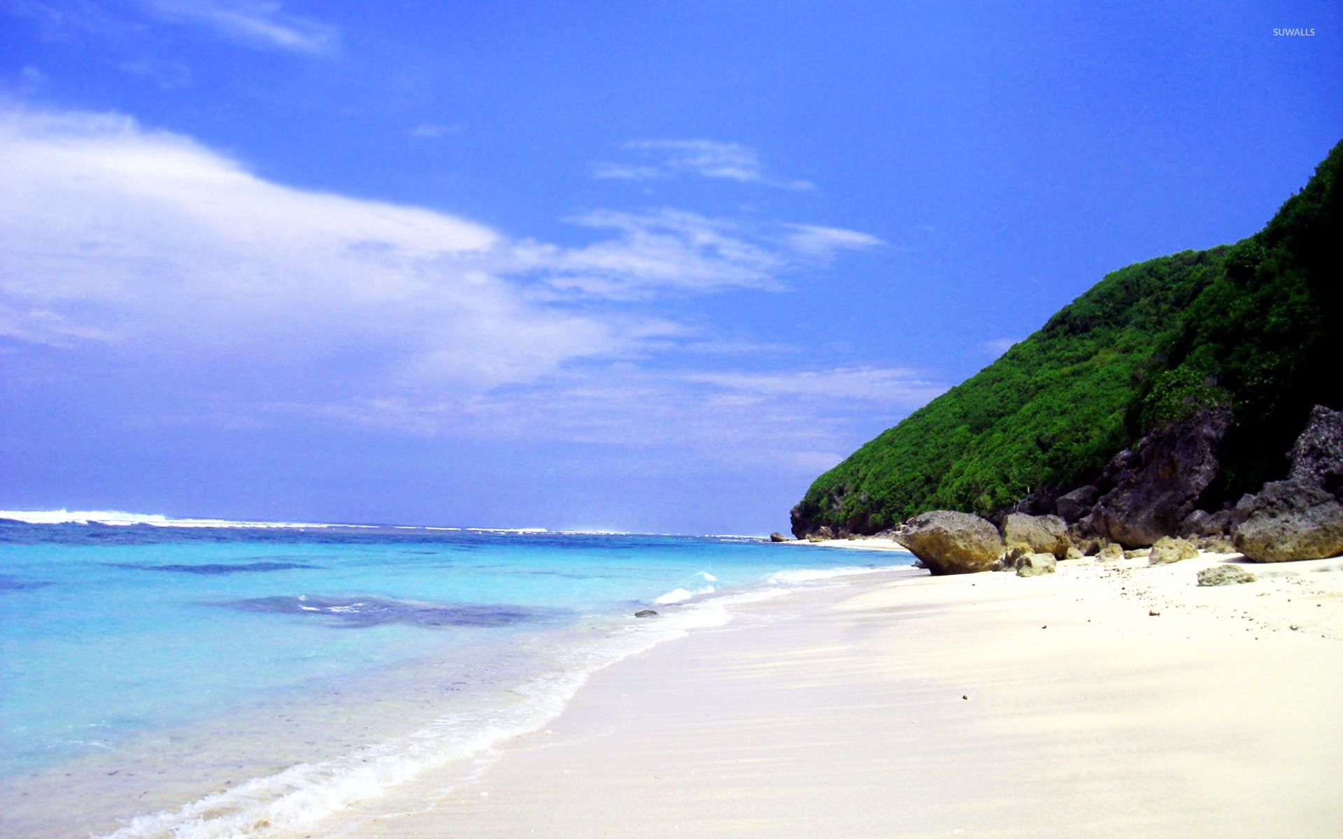 Spiaggia tropicale con collina verde, 1920x1200 Full HD+ WUXGA, Laptop