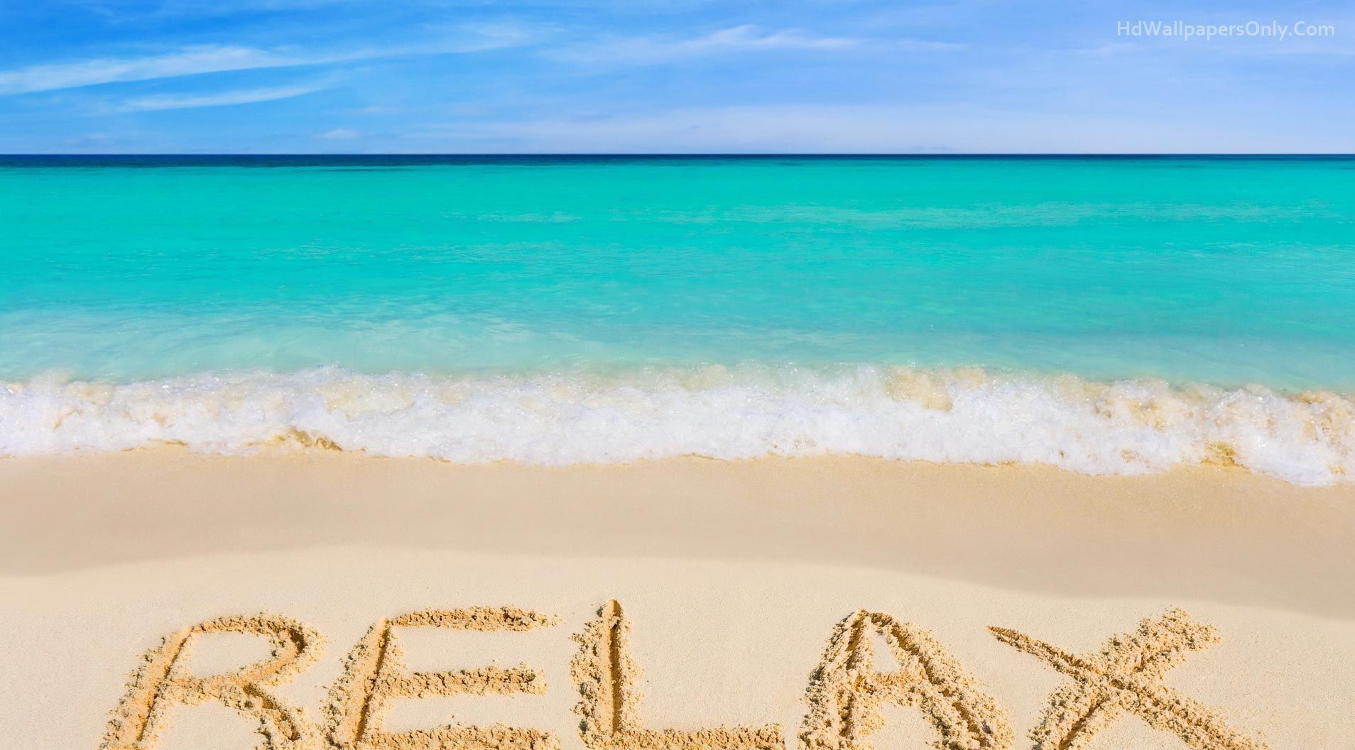 Spiaggia con scritta Relax, 1908x1056 HD, PC