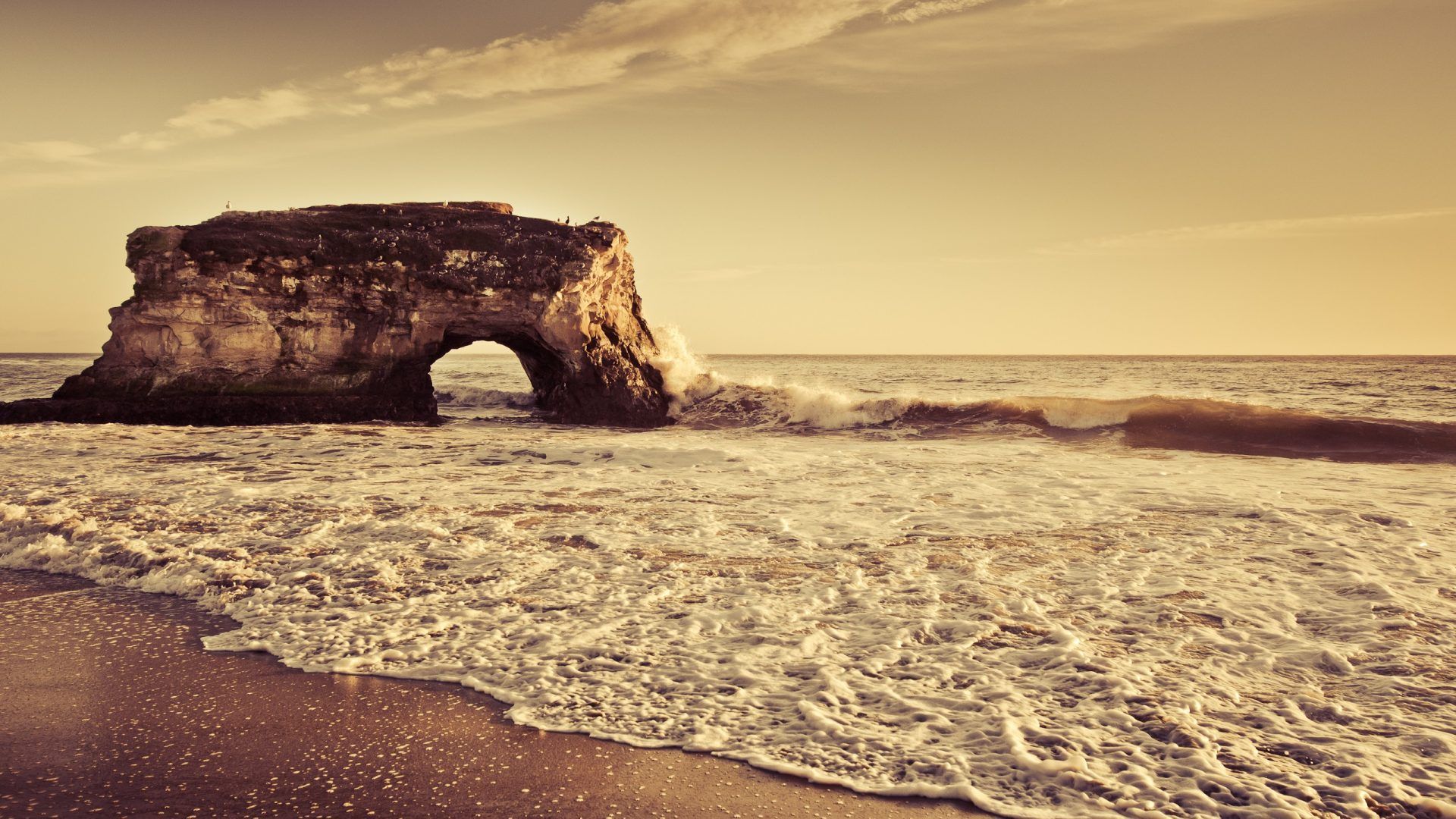 Arco roccioso spiaggia tramonto, 1920x1080 Full HD, Laptop