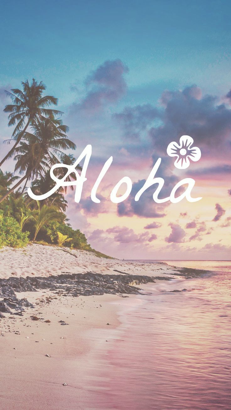 Spiaggia tropicale con scritta Aloha, 736x1308 Verticale, Telefono