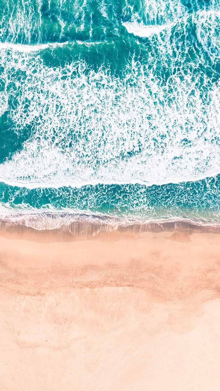 Spiaggia vista dall'alto, onde, 736x1308 Verticale, Telefono