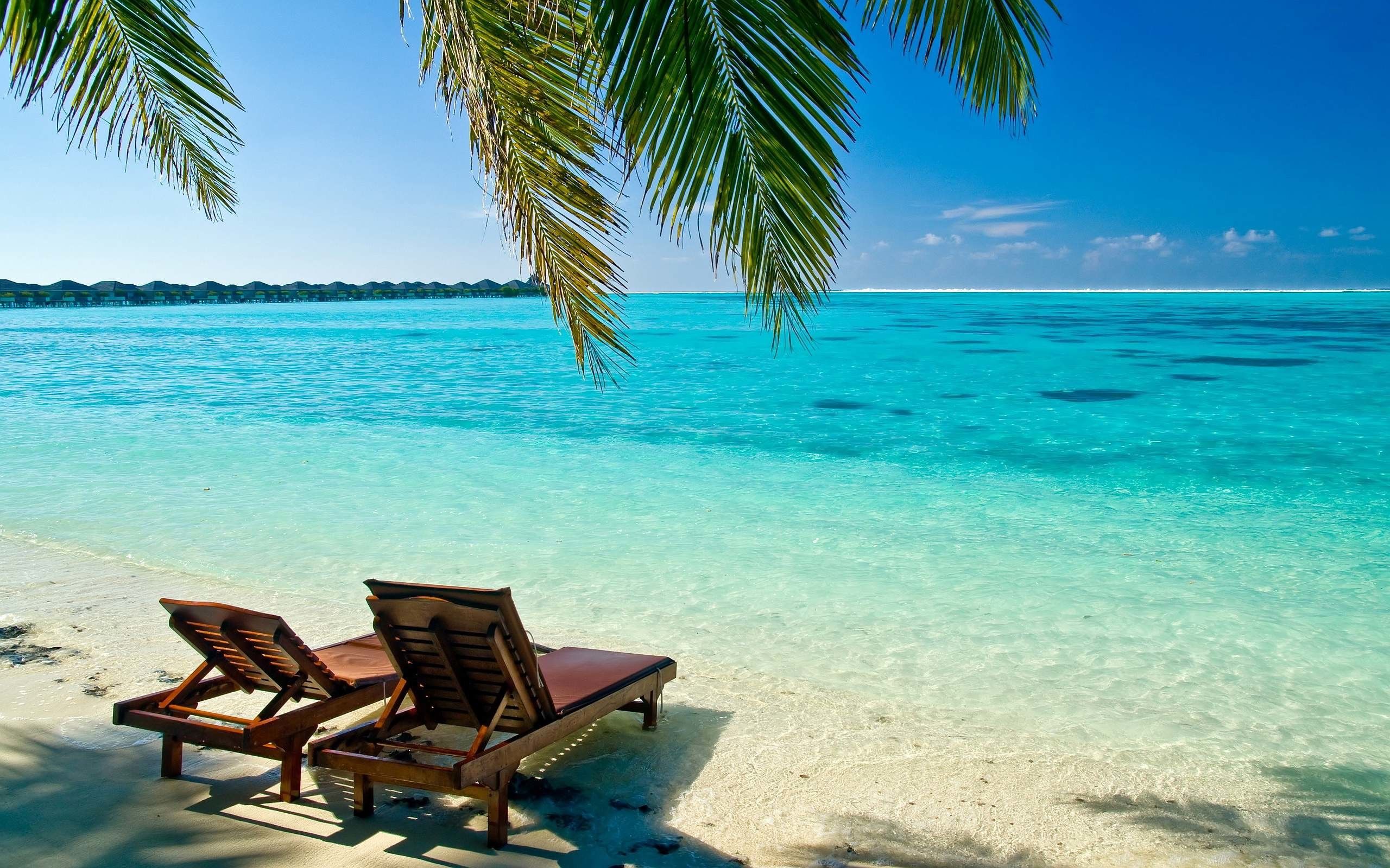 Sedie sdraio spiaggia tropicale, 2560x1600 WQXGA, Desktop