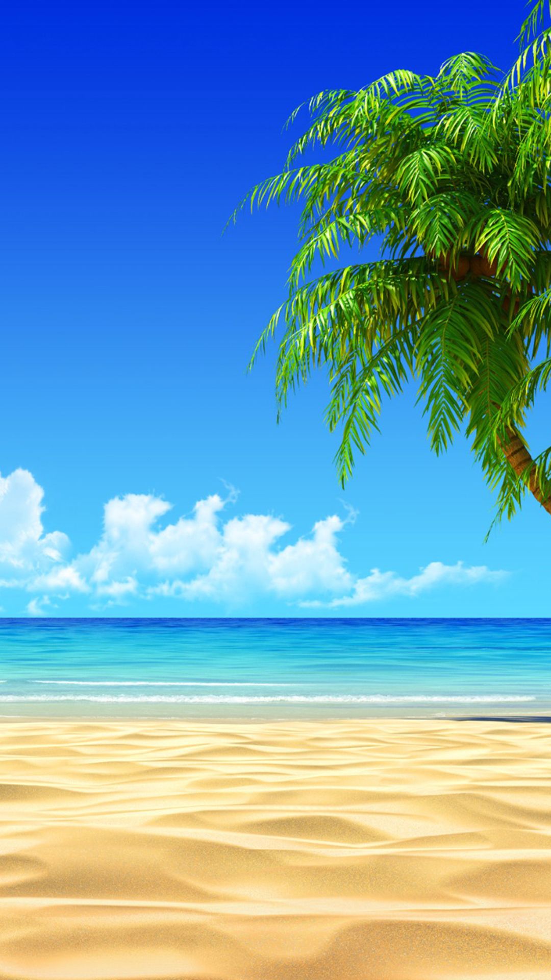 Spiaggia caraibica con palma, 1080x1920 Full HD Verticale, iPhone