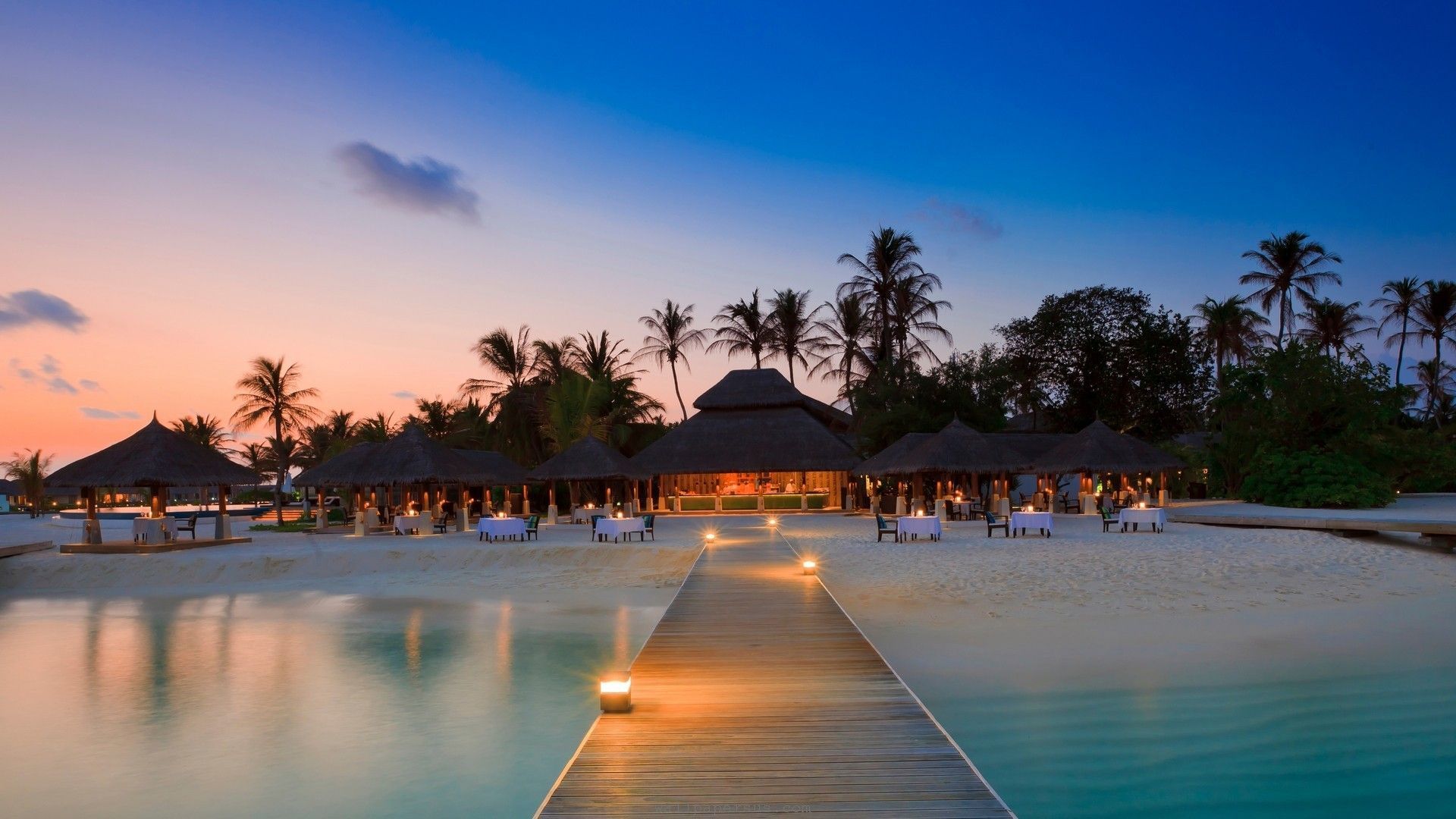 Spiaggia tropicale al tramonto, 1920x1080 Full HD 1080p, PC