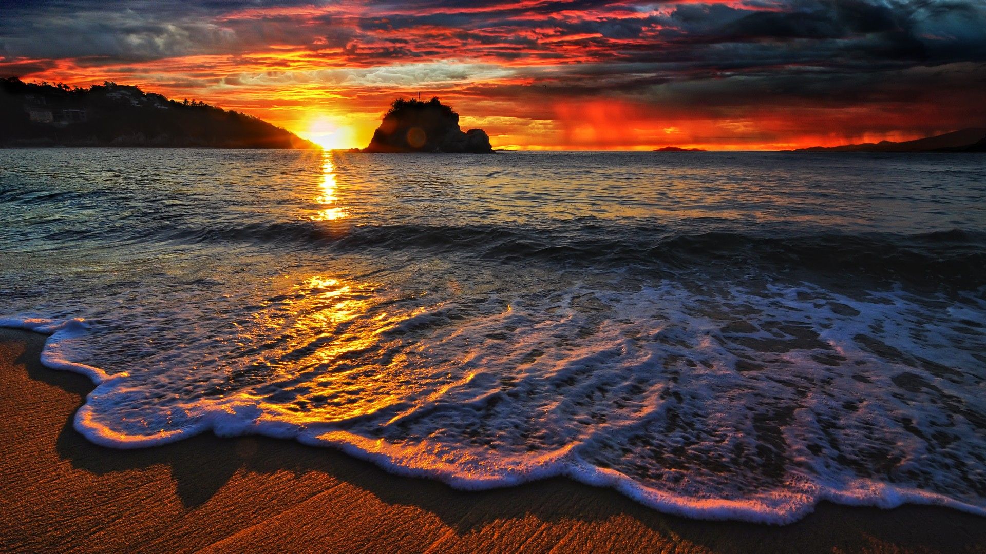 Spiaggia al tramonto, 1920x1080 Full HD, PC Desktop