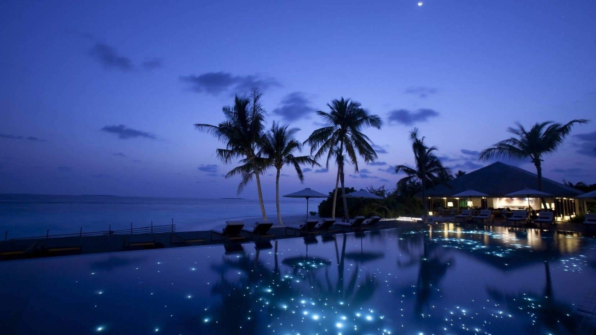 Spiaggia tropicale di notte, 1920x1080 1080p, PC Desktop