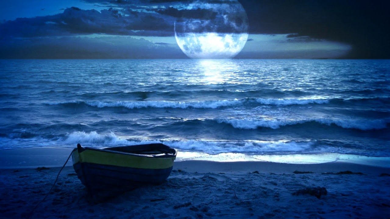 Barca spiaggia notte luna, 1280x720 HD, Desktop